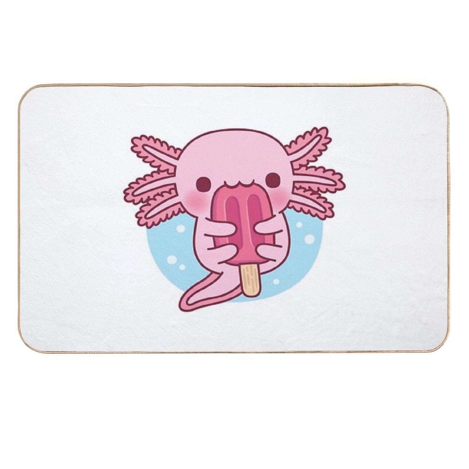 Cute Axolotl Eating Popsicle Ice Cream Durable Bath Mat