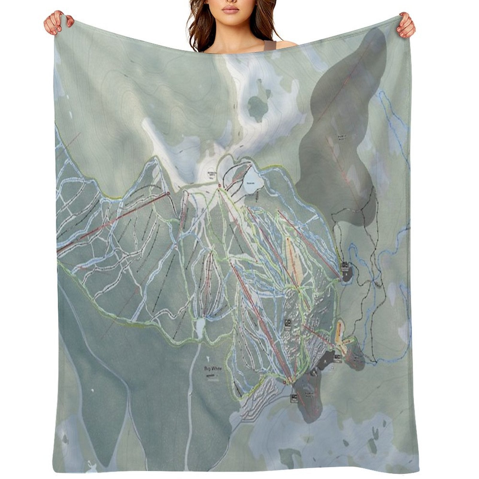 Big White Resort Trail Map Lightweight Throw Blanket