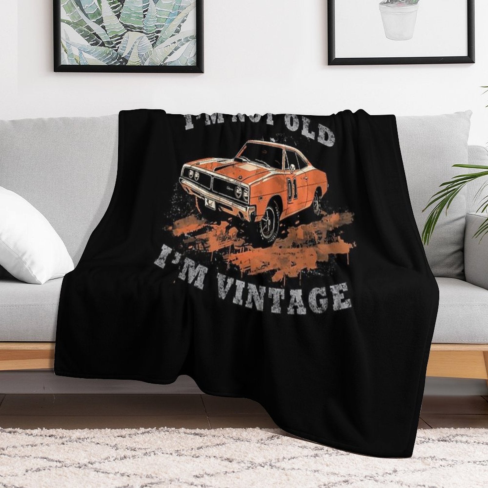I'm Not Old I'm Classic Funny Car Graphic 1969 Dodge Charger Travel-friendly Throw Blanket