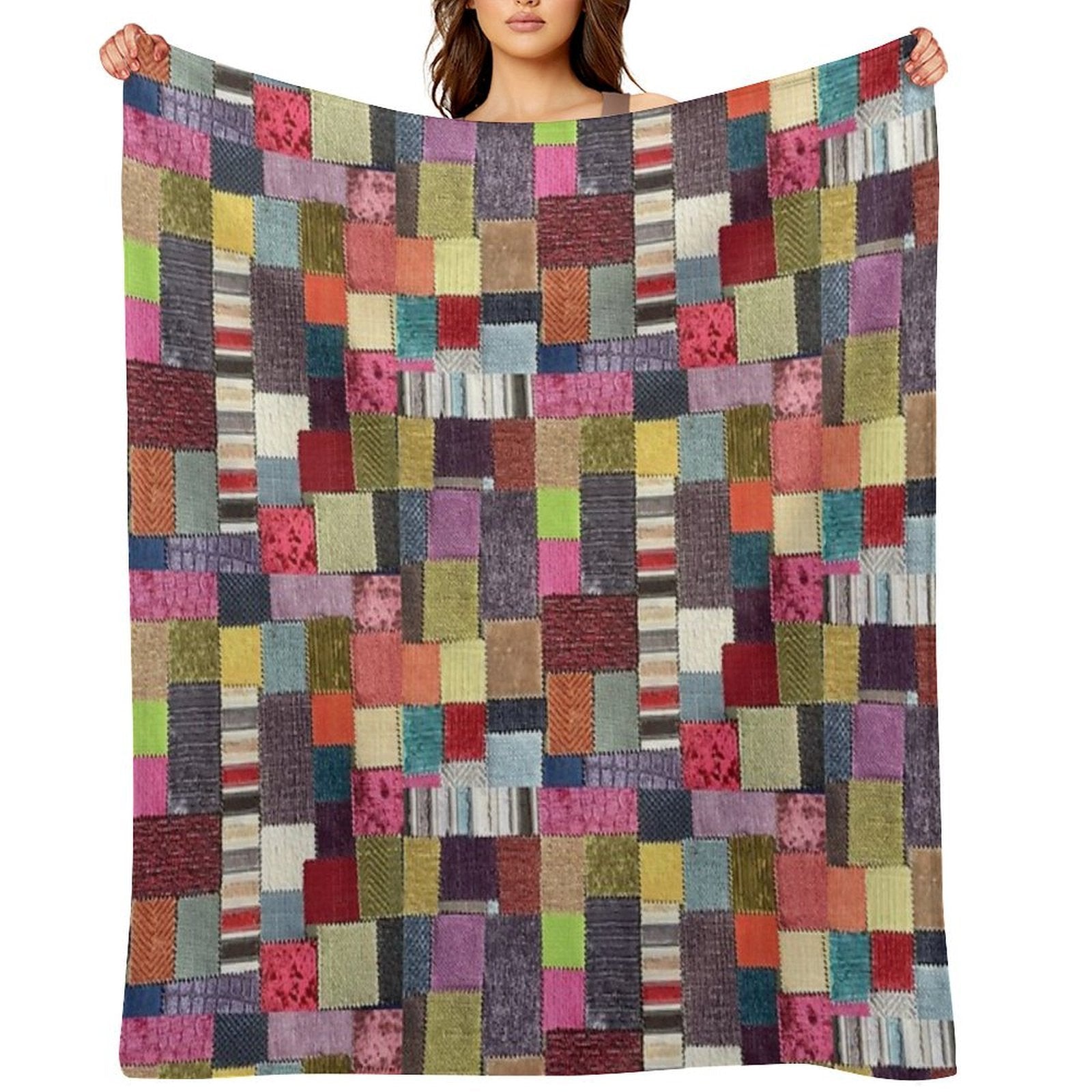 Another Patchwork Textured Fabric Design Lightweight Throw Blanket