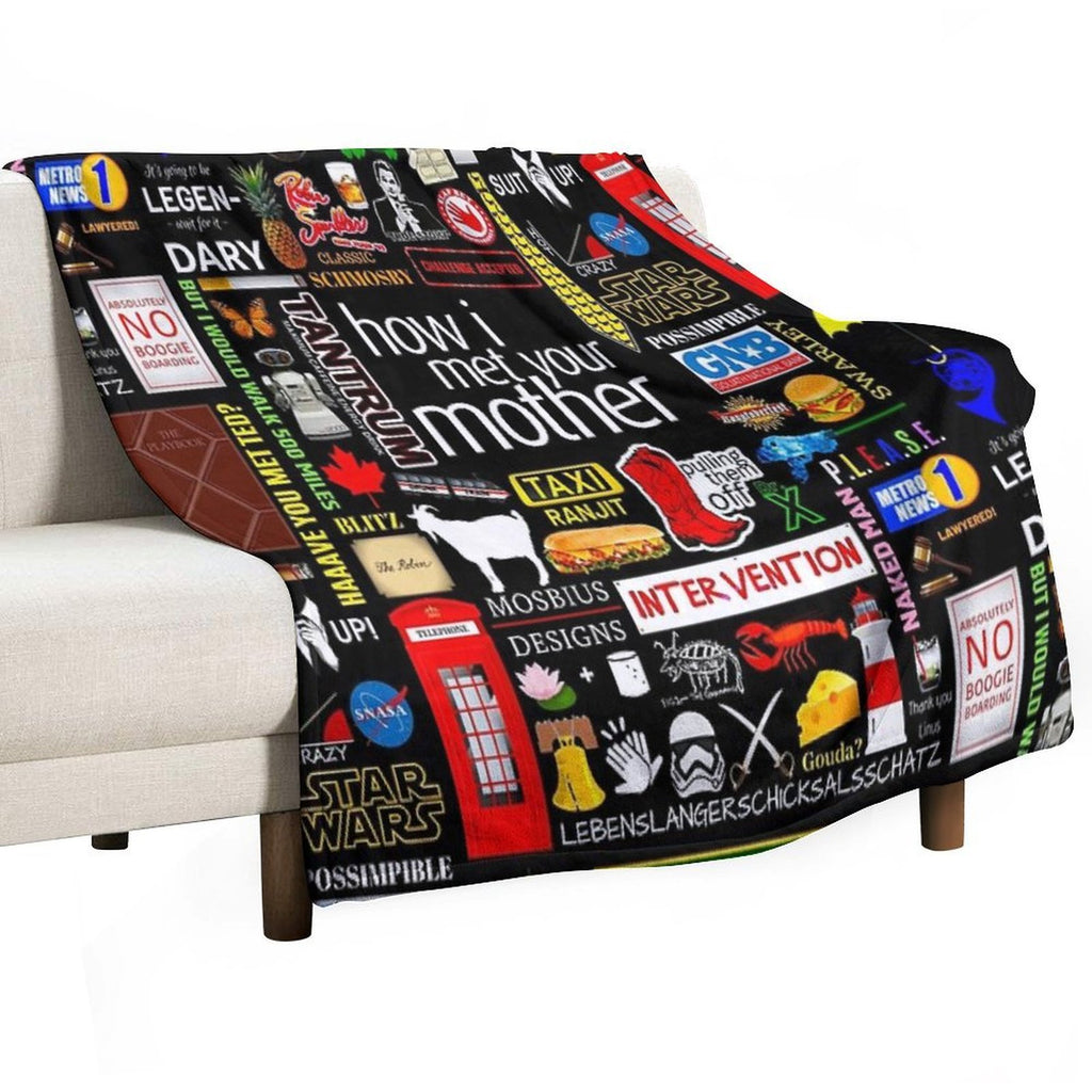How I Met Your Mother Collage Poster Iconographic - Infographic Travel-friendly Throw Blanket