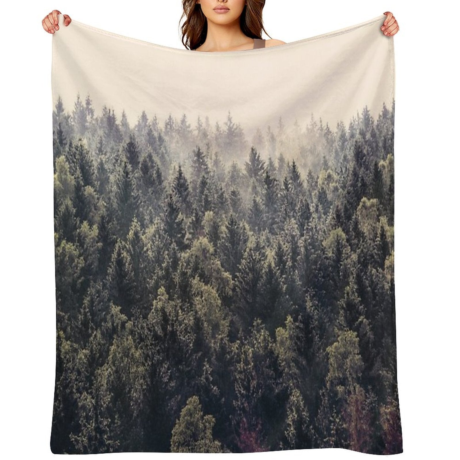 Come Home  Romantasy Moody Wilderness Dream Forest With Cascadia Trees Covered In Magic Fog Velvety-soft Throw Blanket