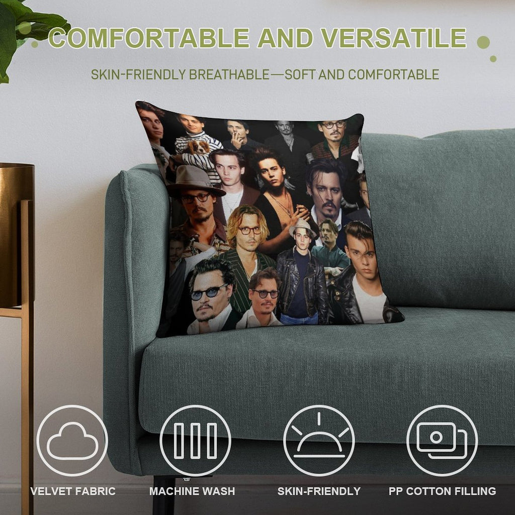 Johnny Depp Sexy Collage Soft Skin-Friendly Throw Pillow