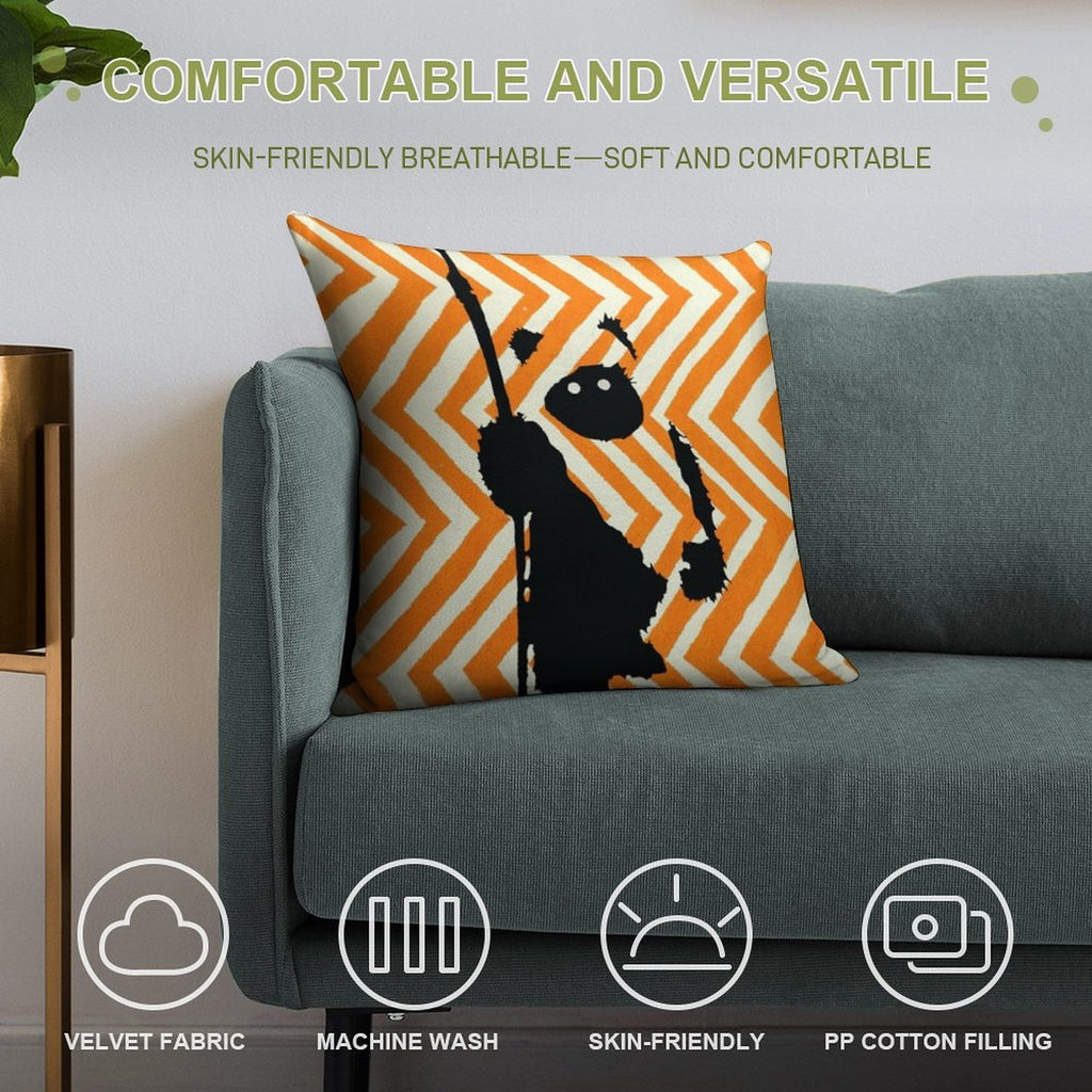 Ewok Chevron Orange Soft Warmth Comfort Throw Pillow