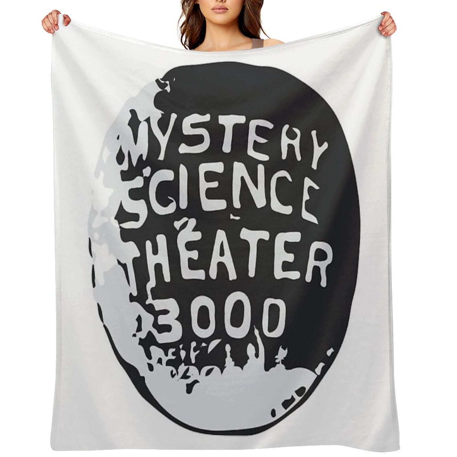 MST3K Silhouette Within Globe Velvety-soft Throw Blanket