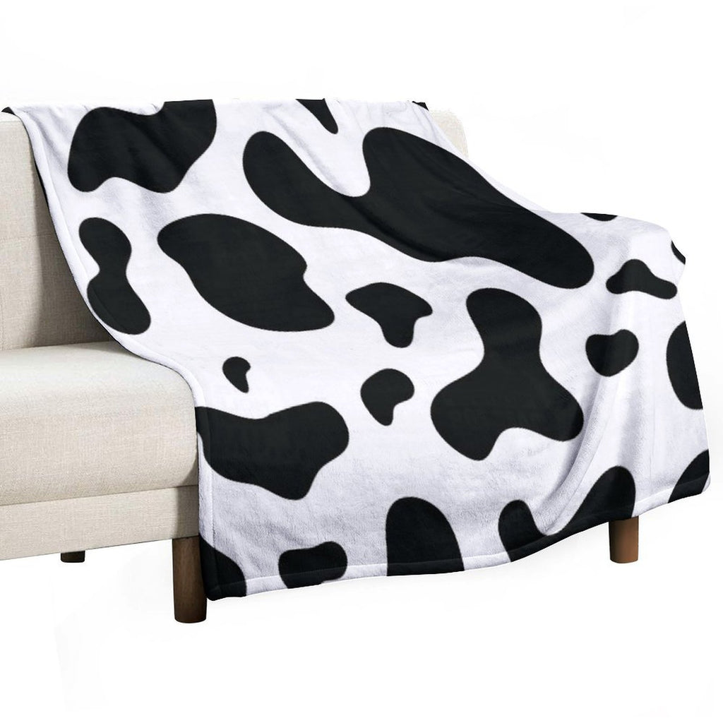 Cow Hide Spotted Fur Farm Animal Pattern Black White All-season Throw Blanket