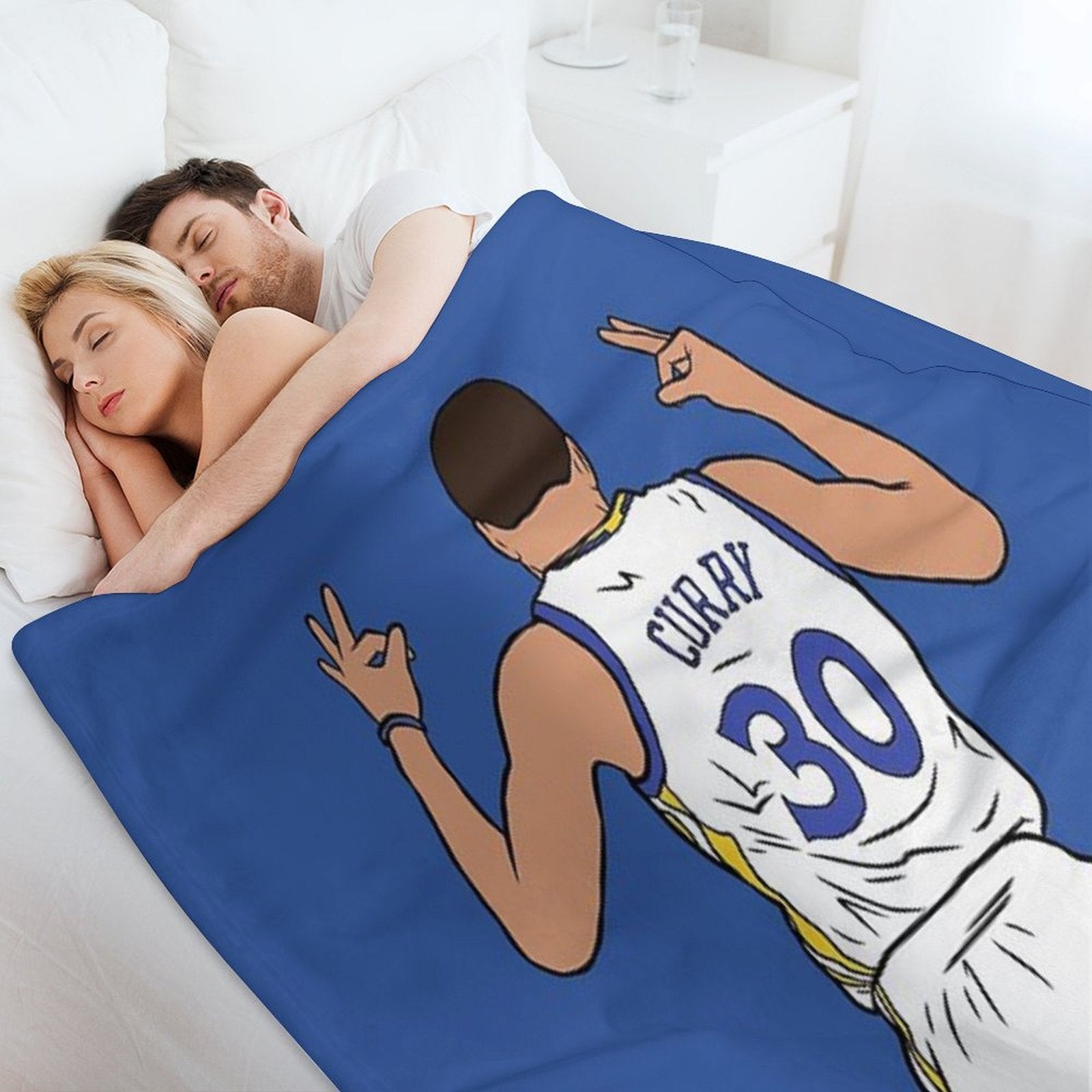 Steph Curry 3 Point Celebration Velvety-soft Throw Blanket