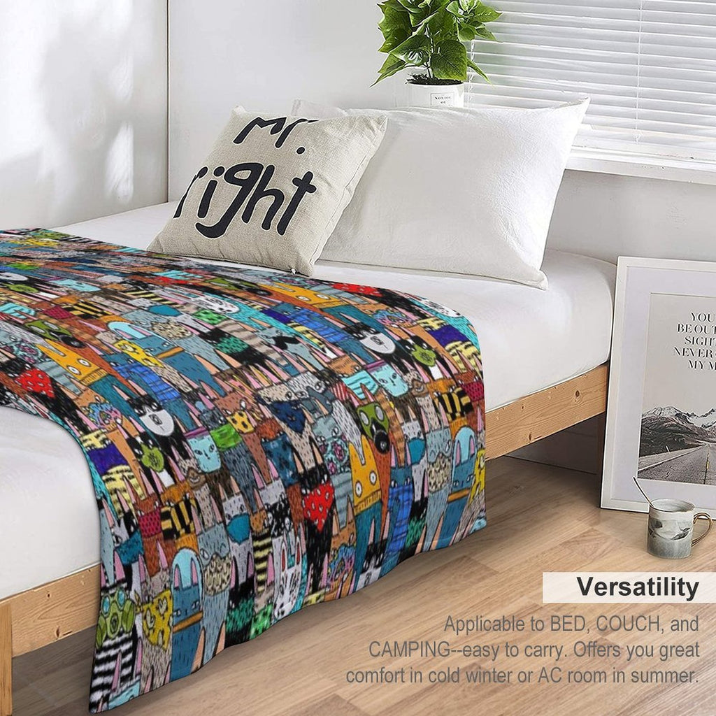 Cats in The Disguise Travel-friendly Throw Blanket