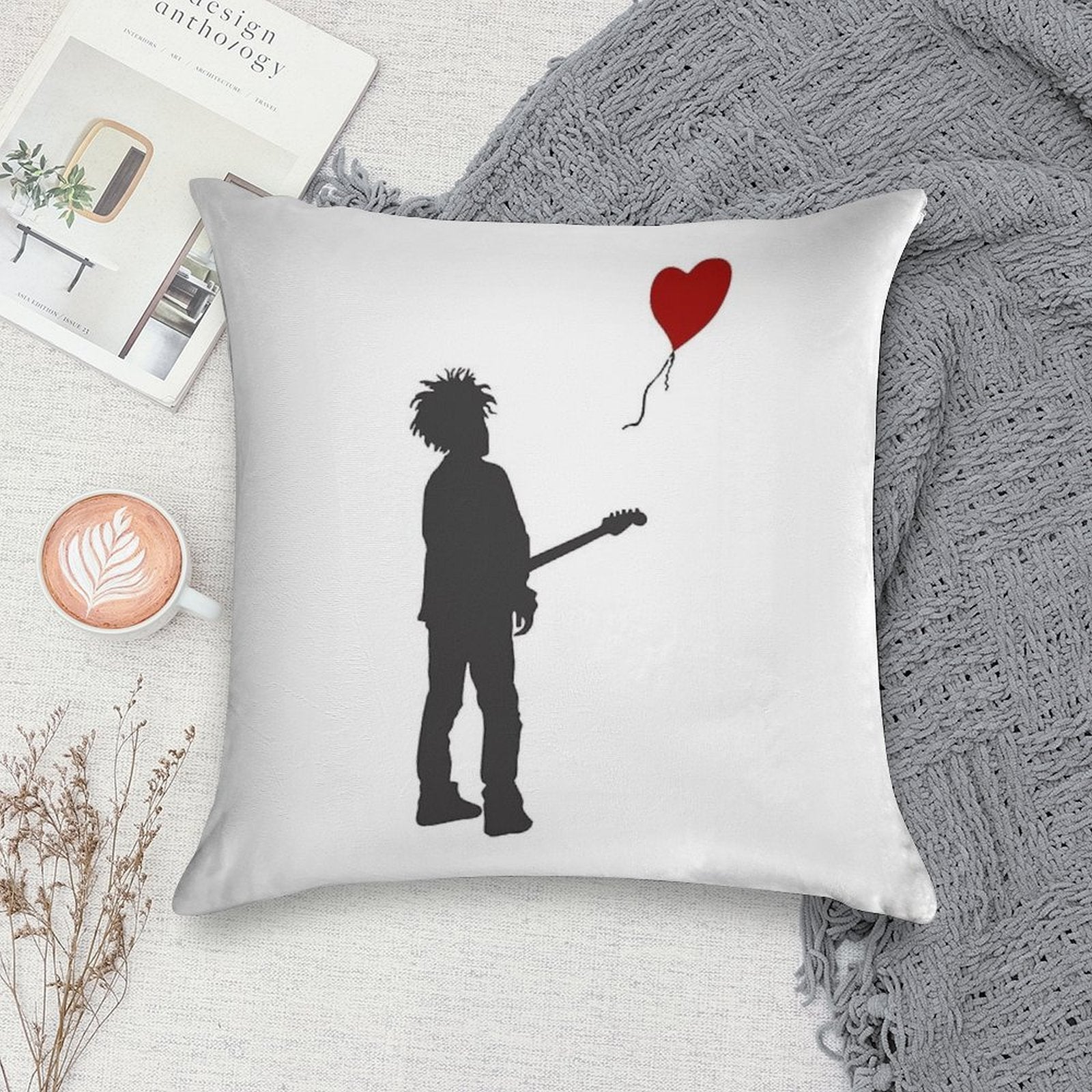 ROBERT THE CURE SMITH X BANKSY Soft Durable Construction Throw Pillow