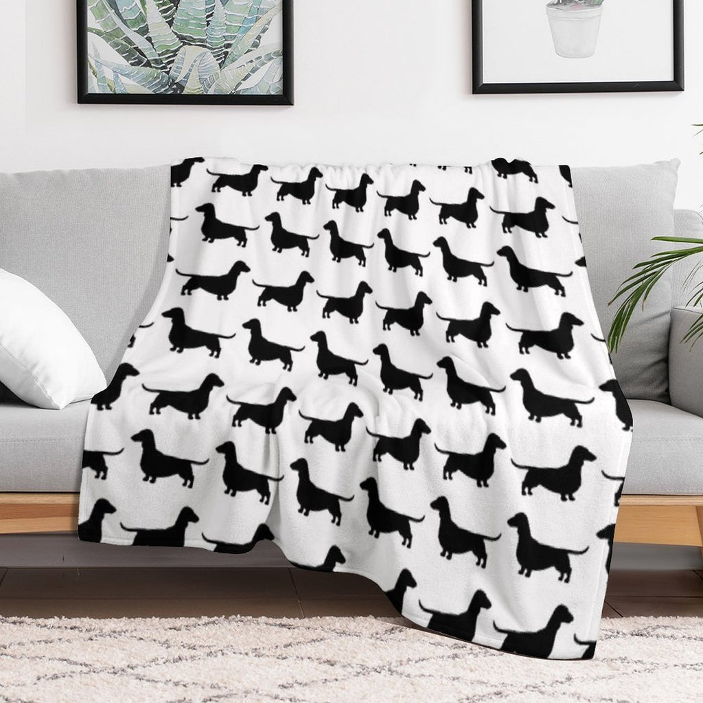 Dachshund Dog Silhouette(s)  Smooth Coated Wiener Dog Velvety-soft Throw Blanket