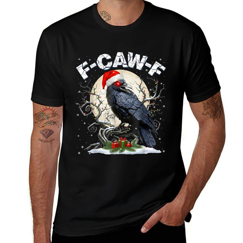 Funny Vintage Crow Santa Hat Pjs Pajamas Christmas Xmas Men  Eco-friendly Material T-Shirt