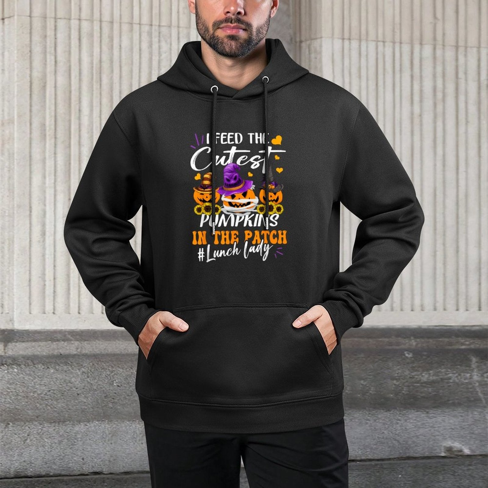 I Feed Cutest Pumpkins In The Patch Lunch Lady Halloween Colorfast Hoodie