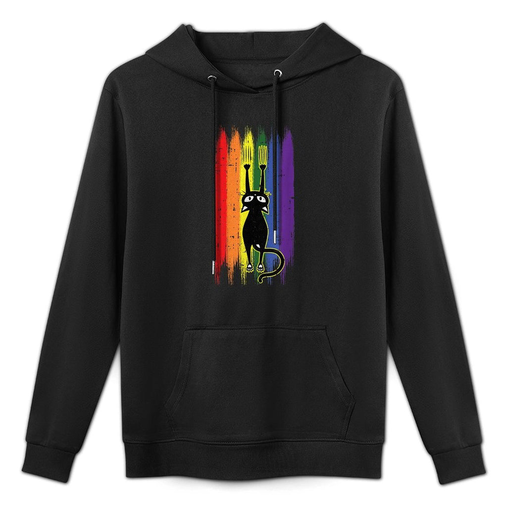 Cat Scratching Gay Pride Funny Kitten Paw Proud LGBT-Q Ally Versatile Streetwear Hoodie