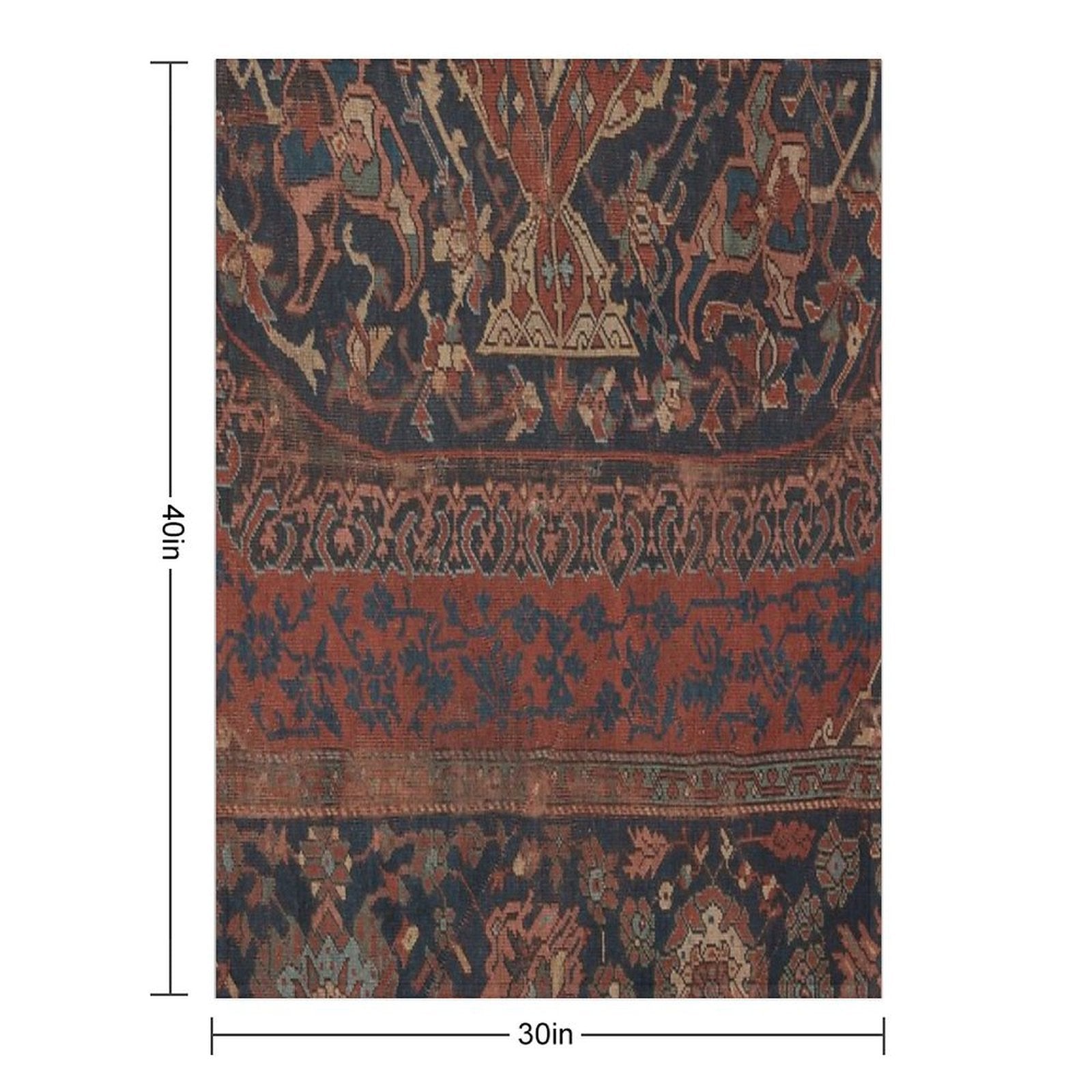 Boho Chic Dark III  17th Century Colorful Medallion Red Blue Green Brown Ornate Accent Rug Pattern Gift-ready Throw Blanket