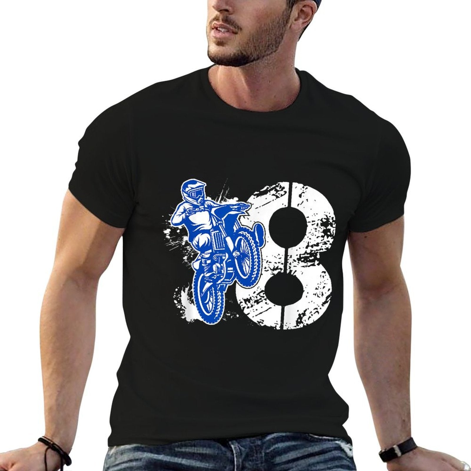 8th Birthday Party Dirt Bike Boy 8 Year Old Dirt Biker  Moisture-wicking T-Shirt