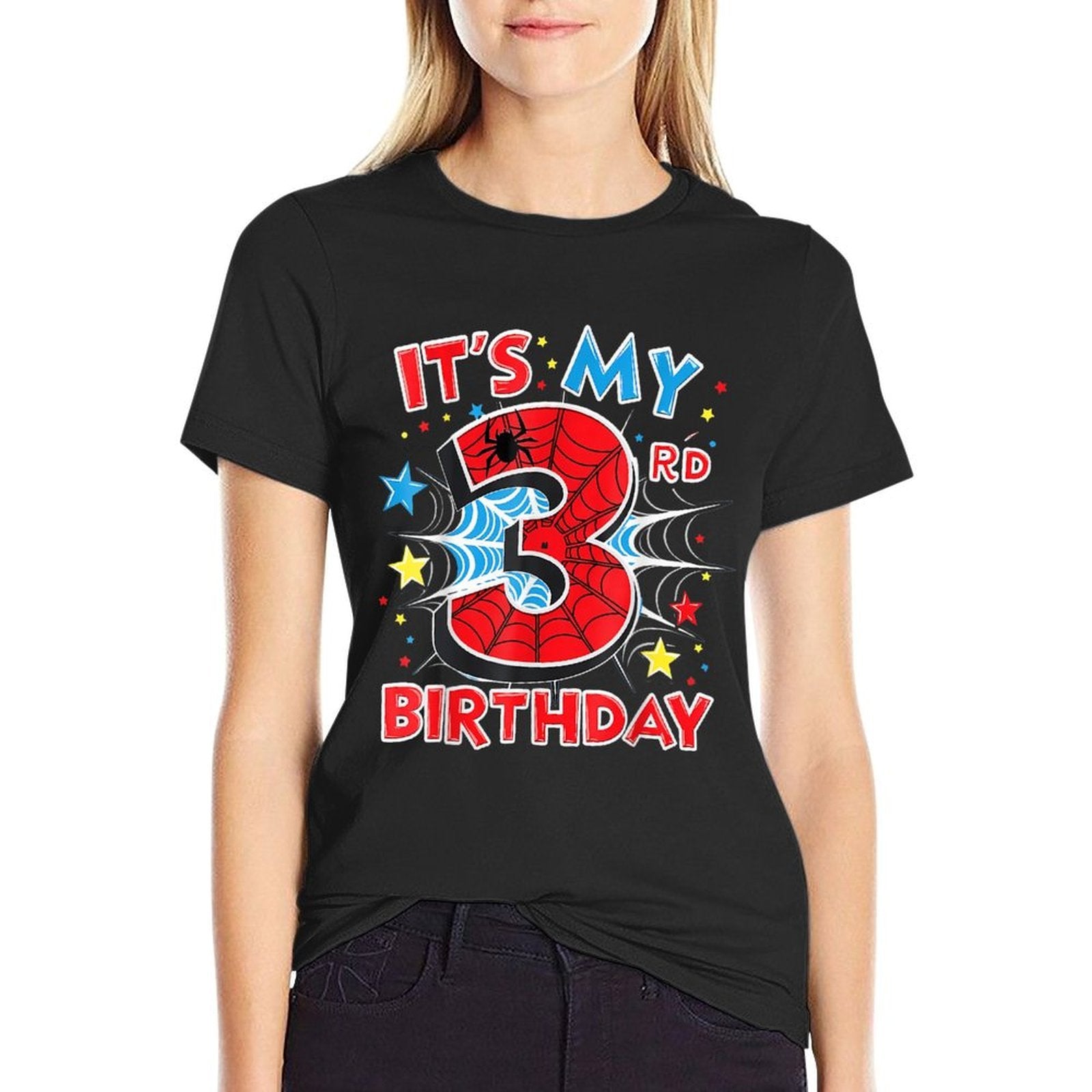 Kids It's My 3rd Birthday Spider Theme Party 3 Years Old  Relaxed-fit T-Shirt