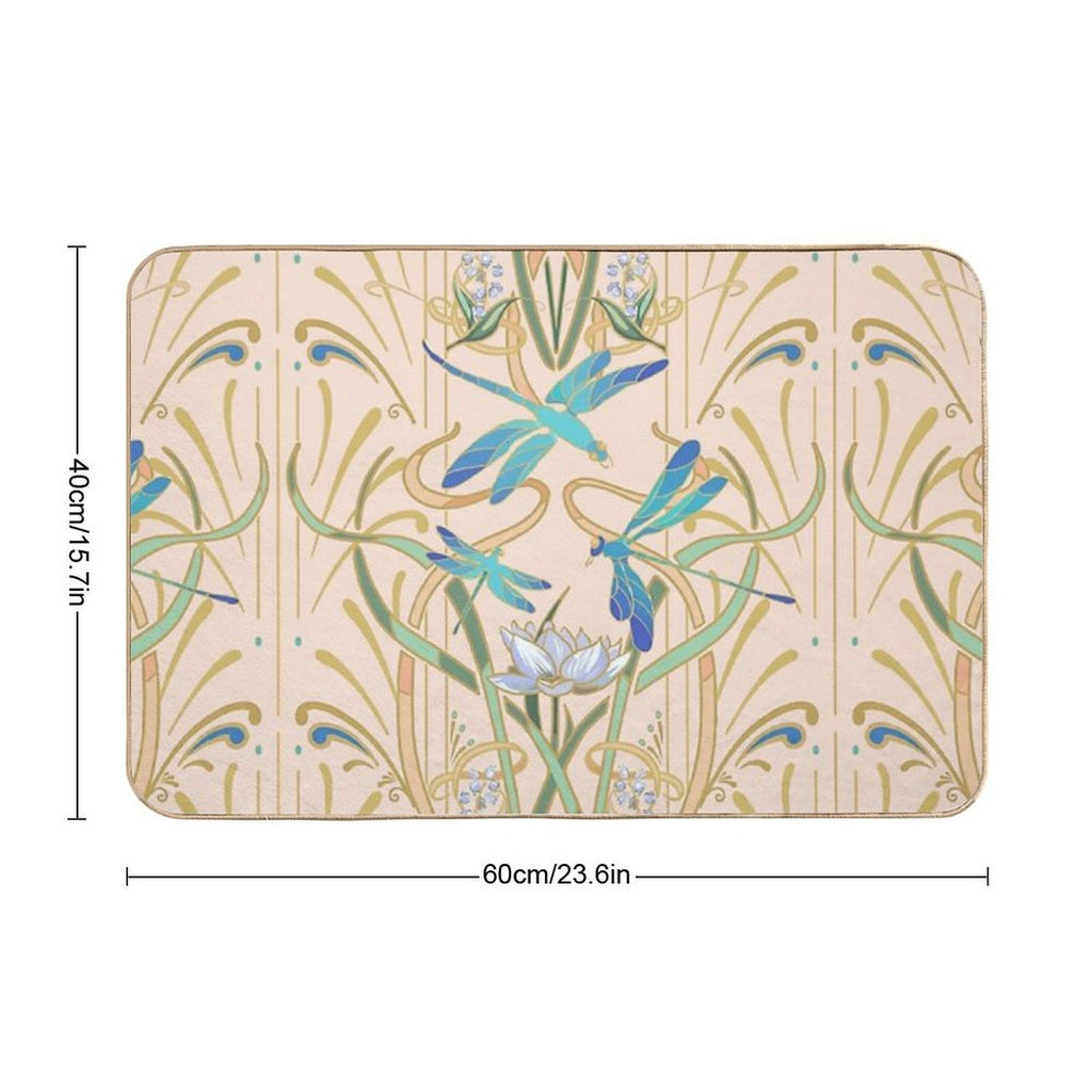 Art Nouveau Dragonflies Pattern  Blush  Odorless Bath Mat