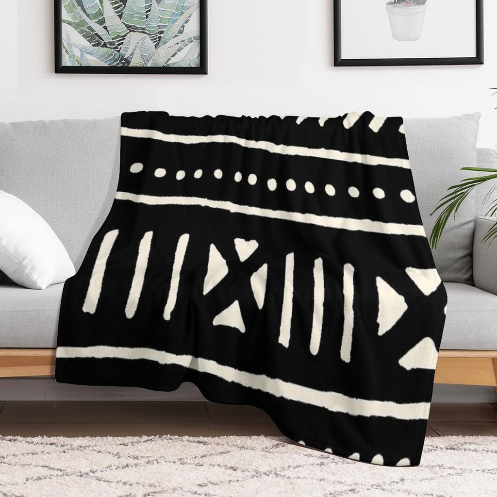 African Mud Cloth Black And White Comfort Throw Blanket