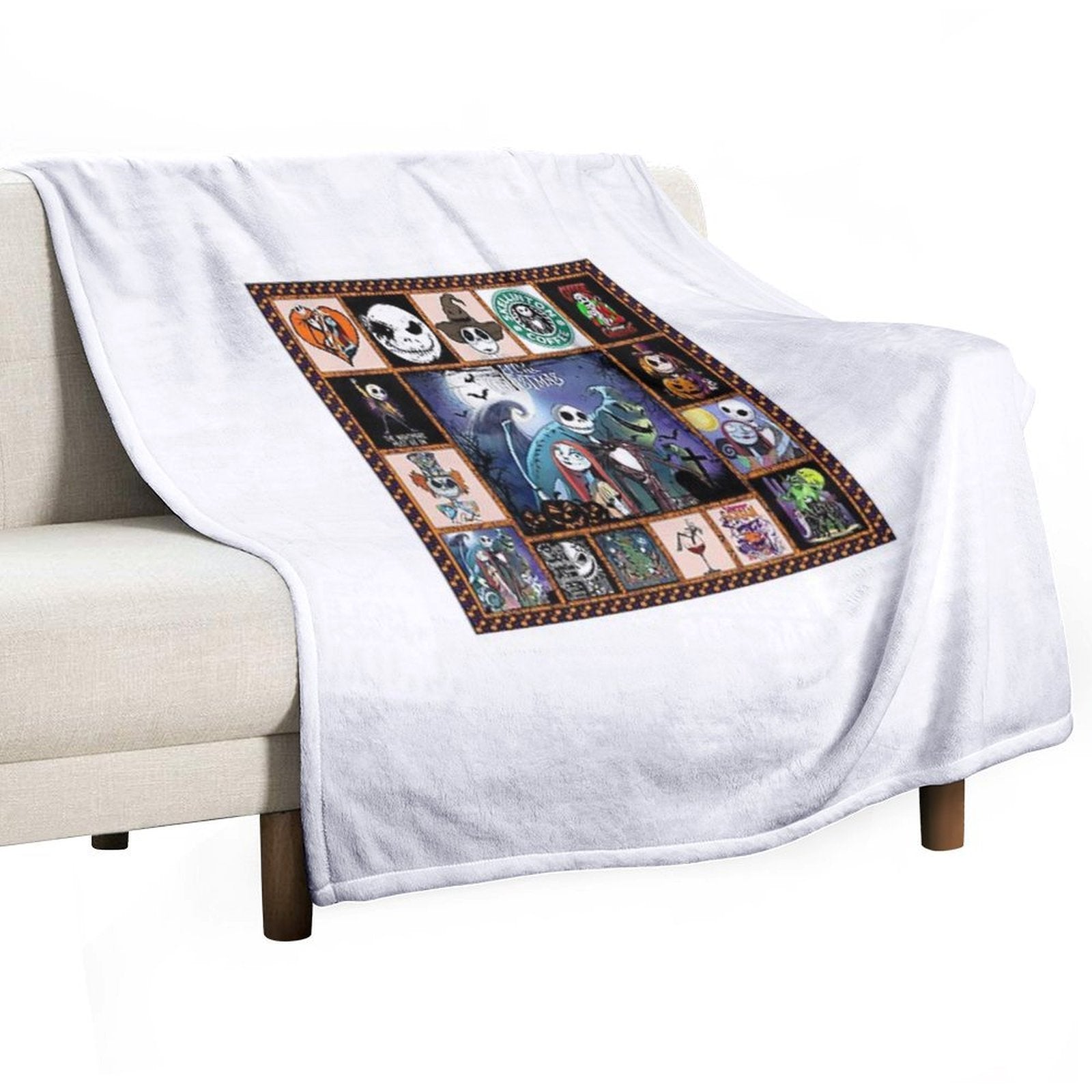 Jack Skeleton Horror Film Halloween Pixel Art Anti-pilling Throw Blanket