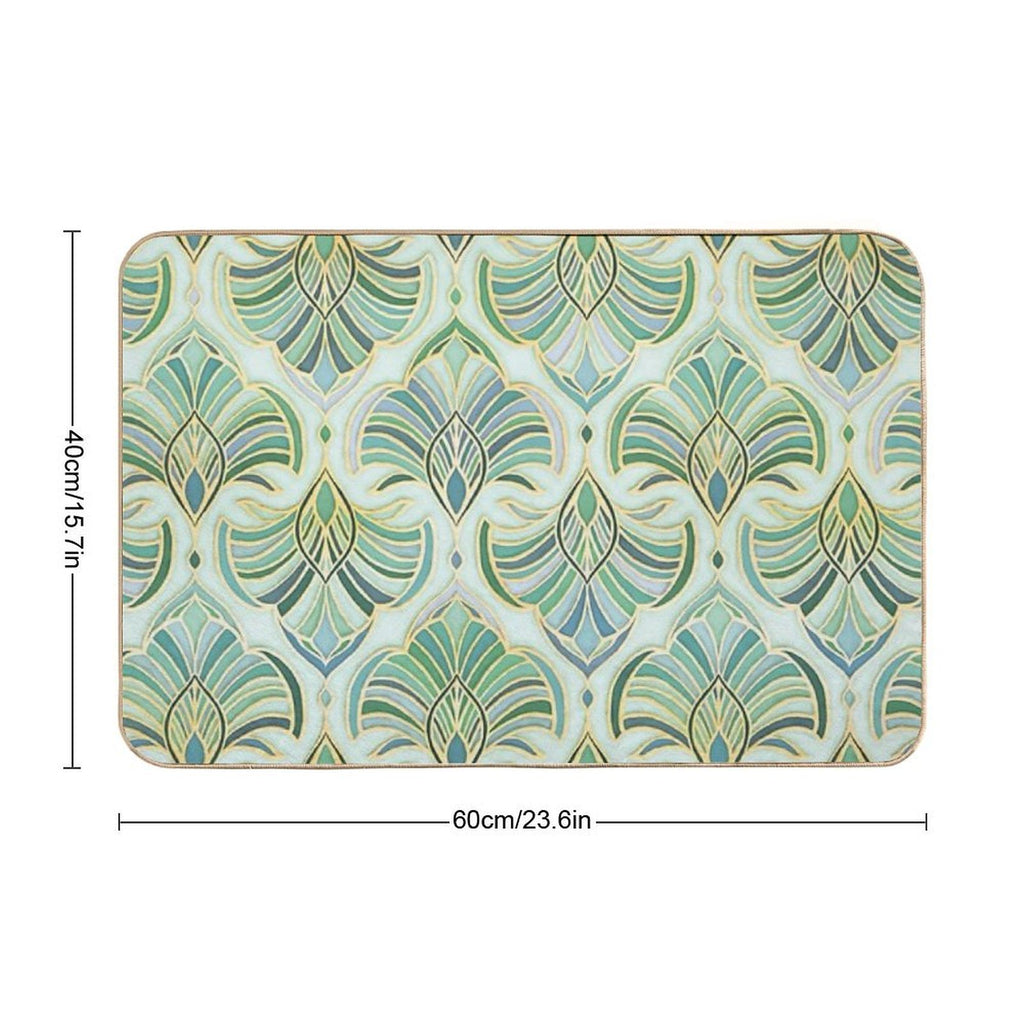 Jade Enamel Art Deco Fans  Absorbent Bath Mat