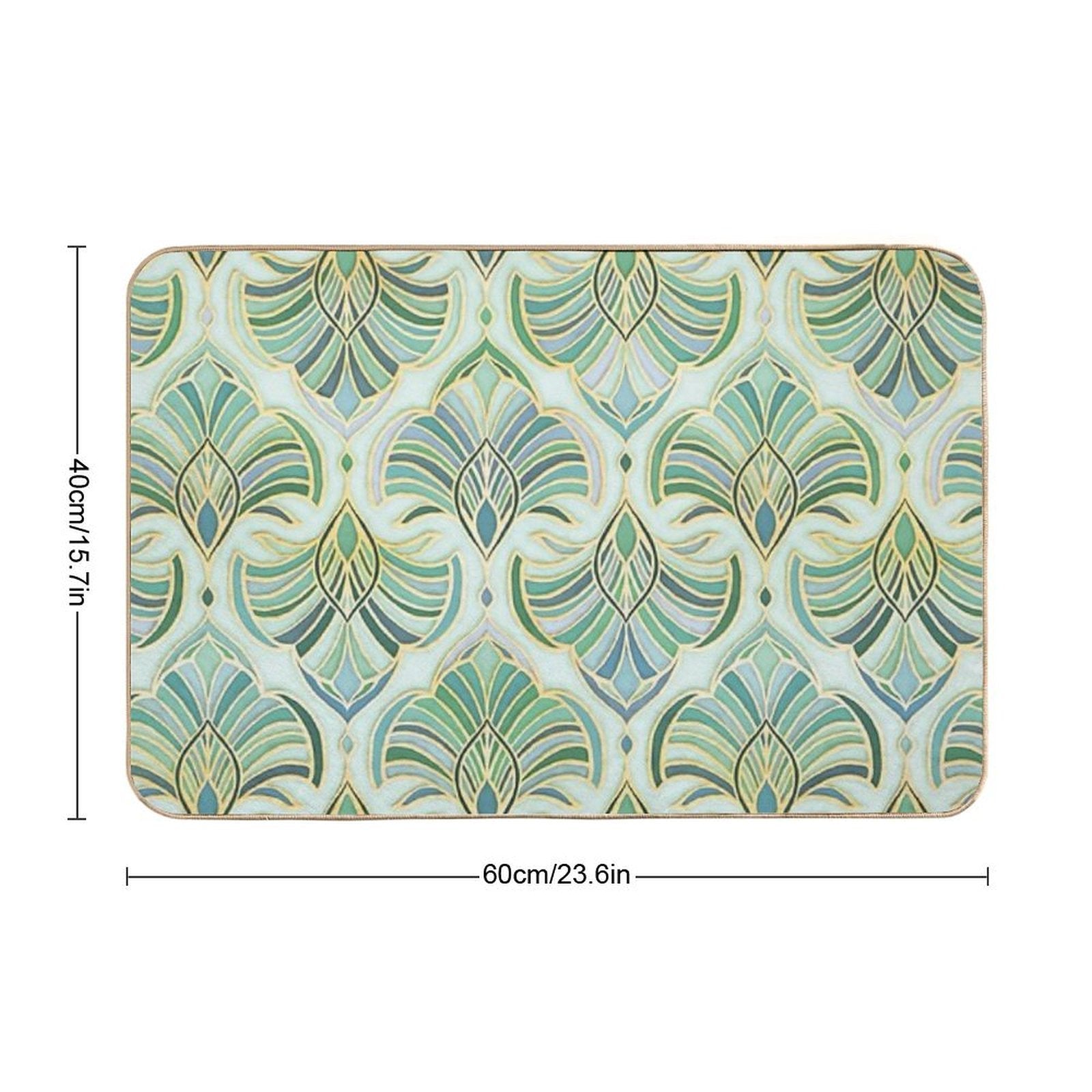 Jade Enamel Art Deco Fans  Absorbent Bath Mat