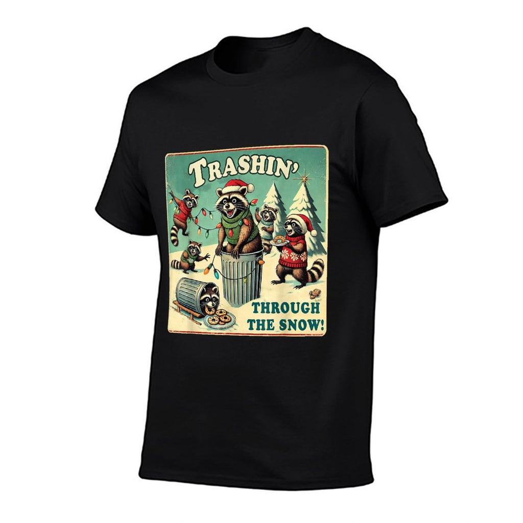 Festive Trash Pandas Collective Trashin Through The Snow Christmas Raccoon Funny Holiday  Vintage-inspired T-Shirt