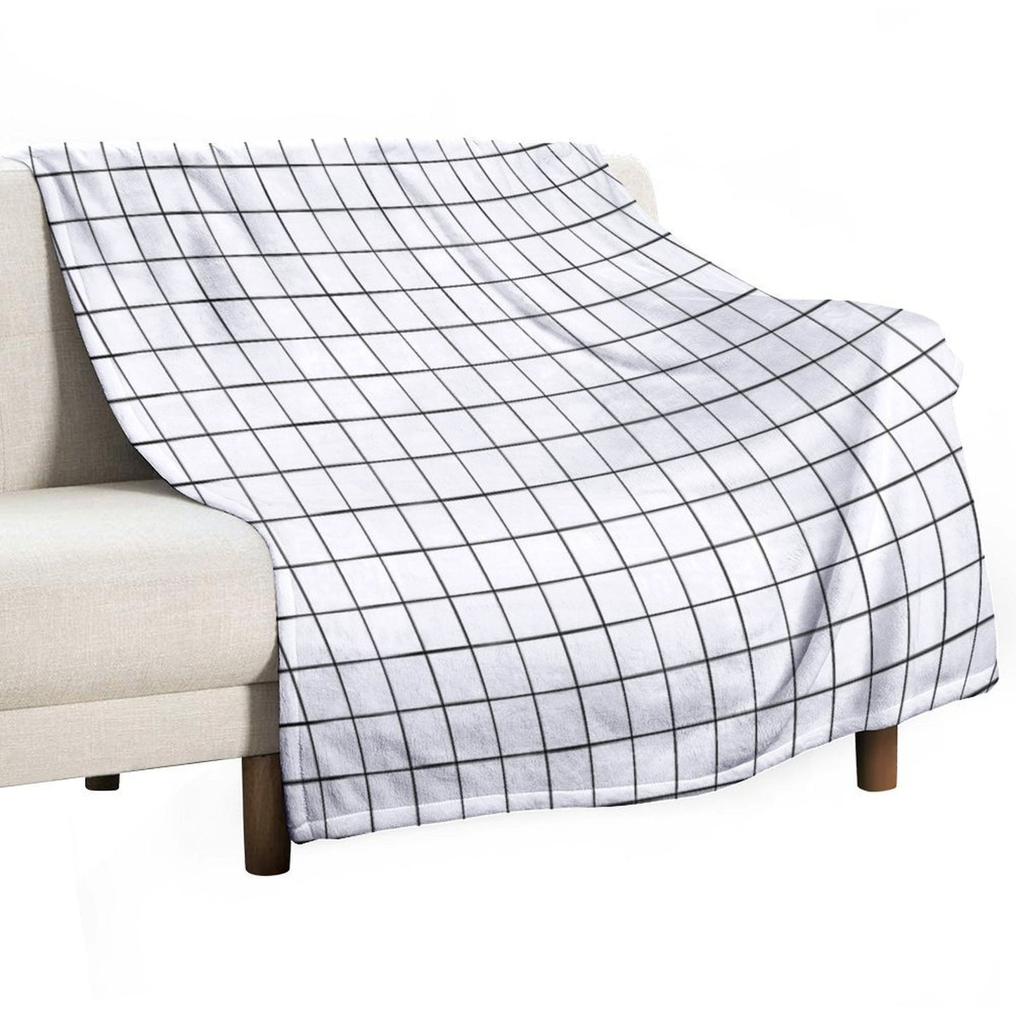 White Grid Wrinkle-free Throw Blanket
