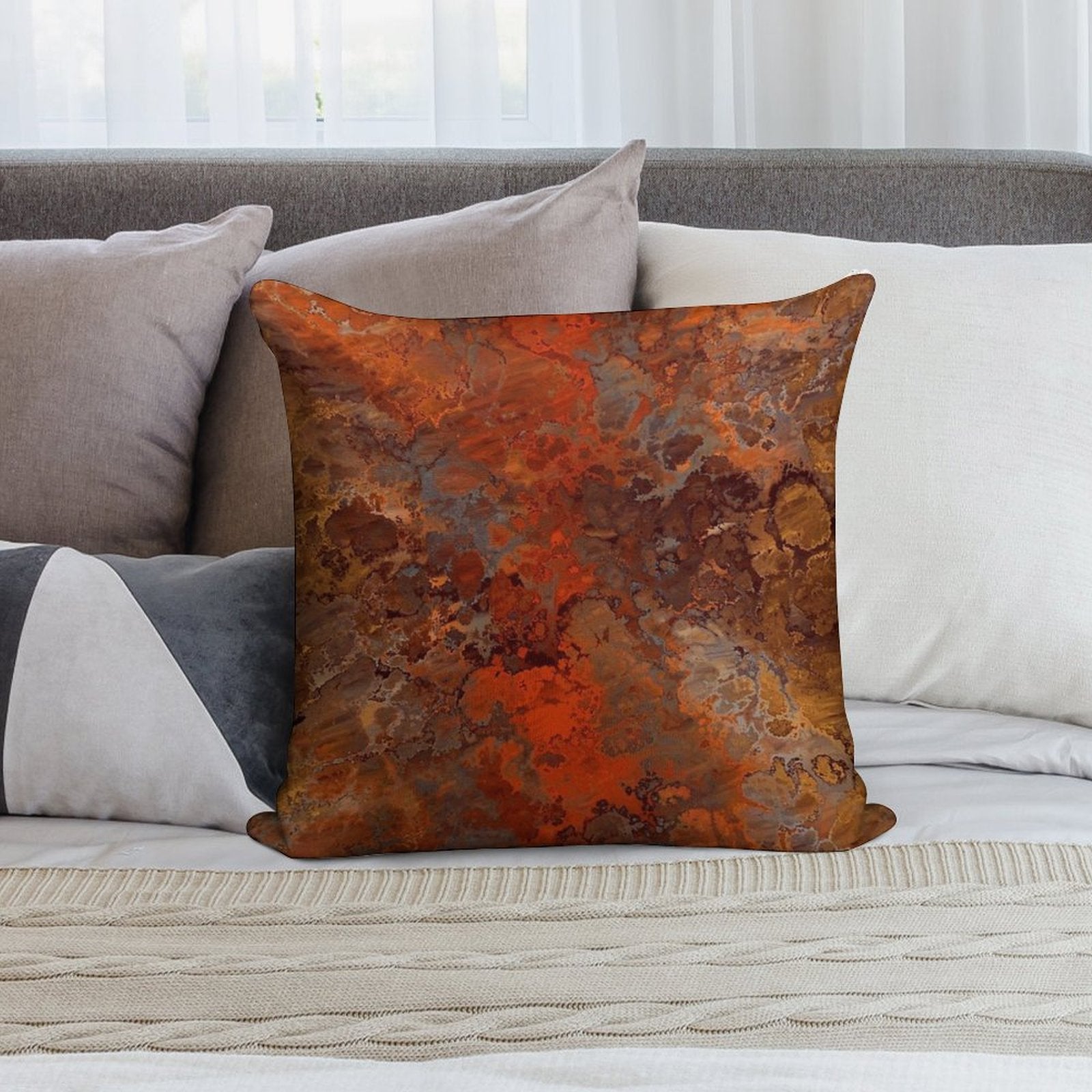 Gold And Rust Soft Luxury Feel Throw Pillow