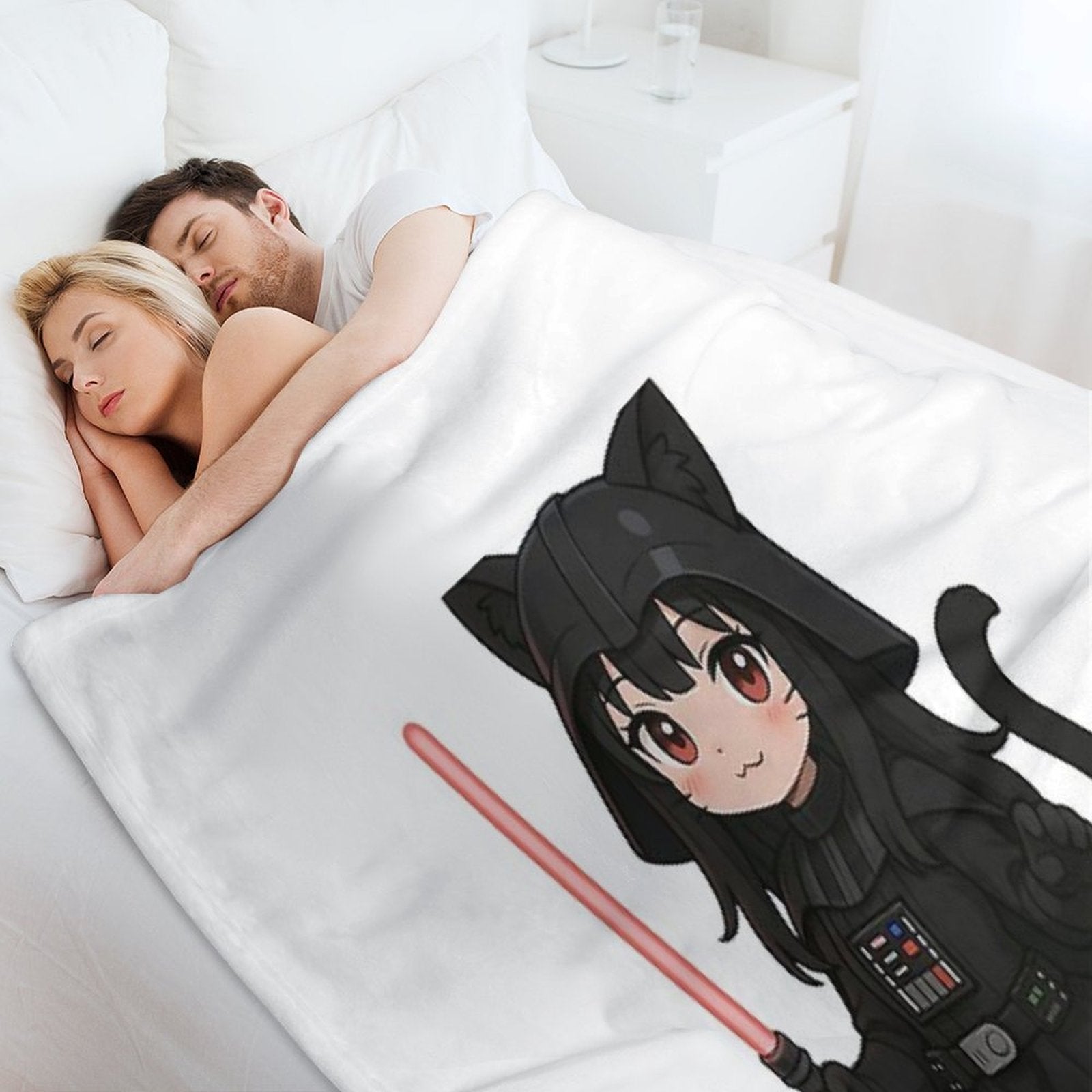 Kawaii Darth Vader Cat Girl Premium Throw Blanket