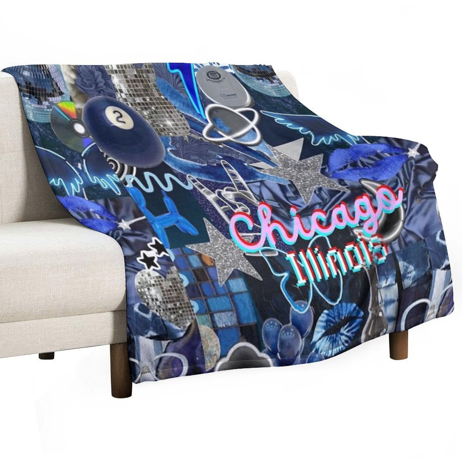 Chicago Illinois COLLAGE Machine-washable Throw Blanket