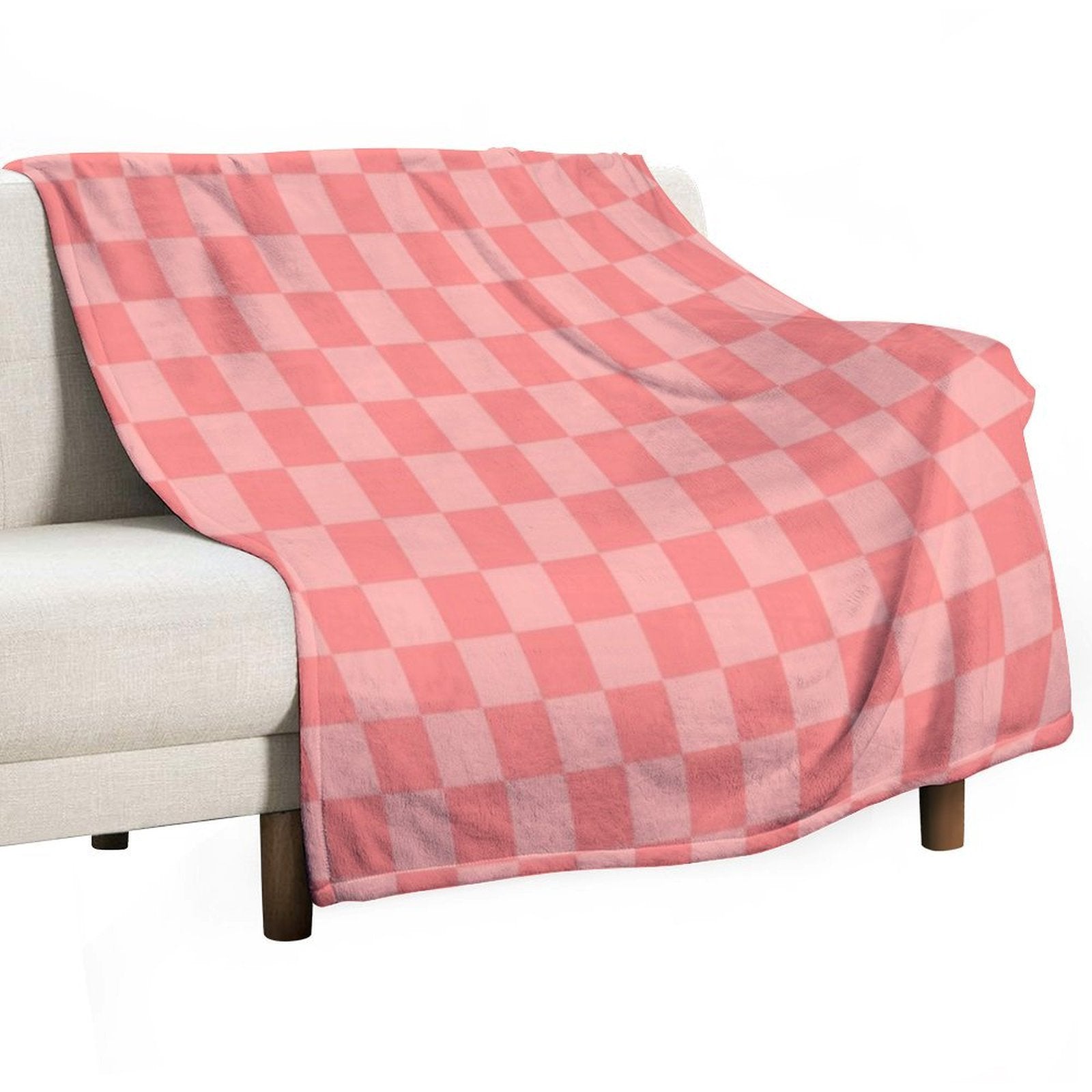 Checkerboard Mini Check Pattern in Double Blush Pink Compact Throw Blanket