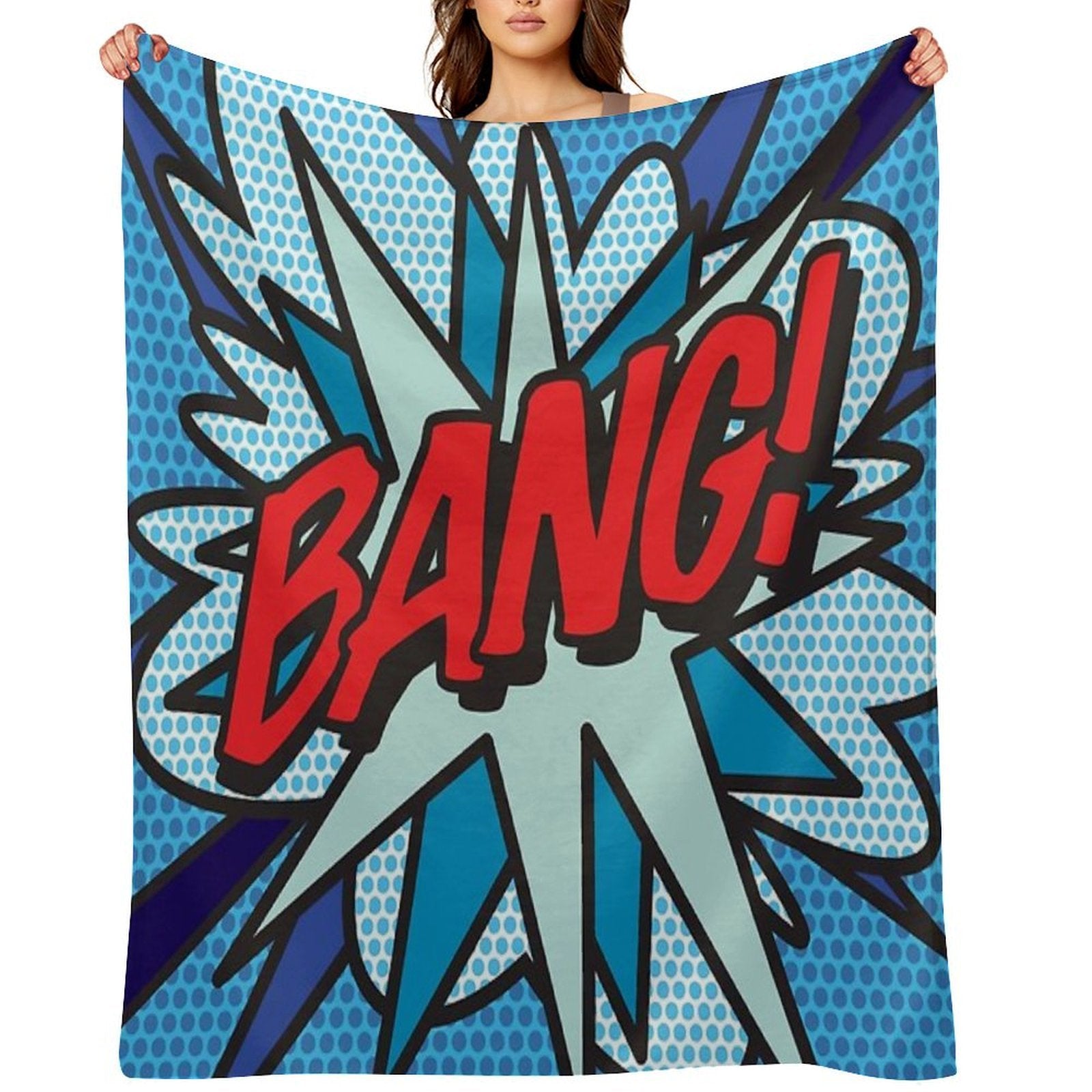 BANG Comic Book Pop Art Modern Fun Graphic Sustainable Throw Blanket