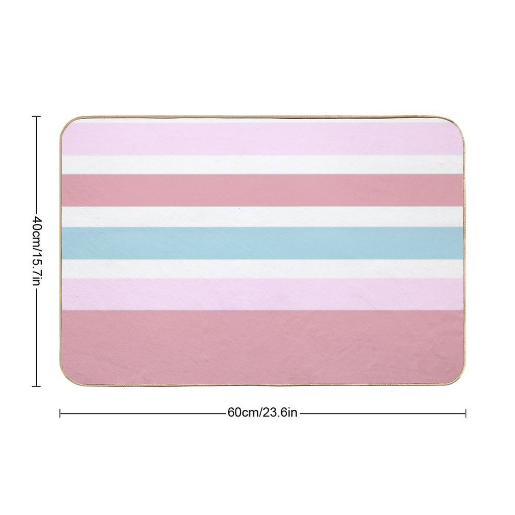 Strawberry And Blue Gum Stripes Durable Bath Mat