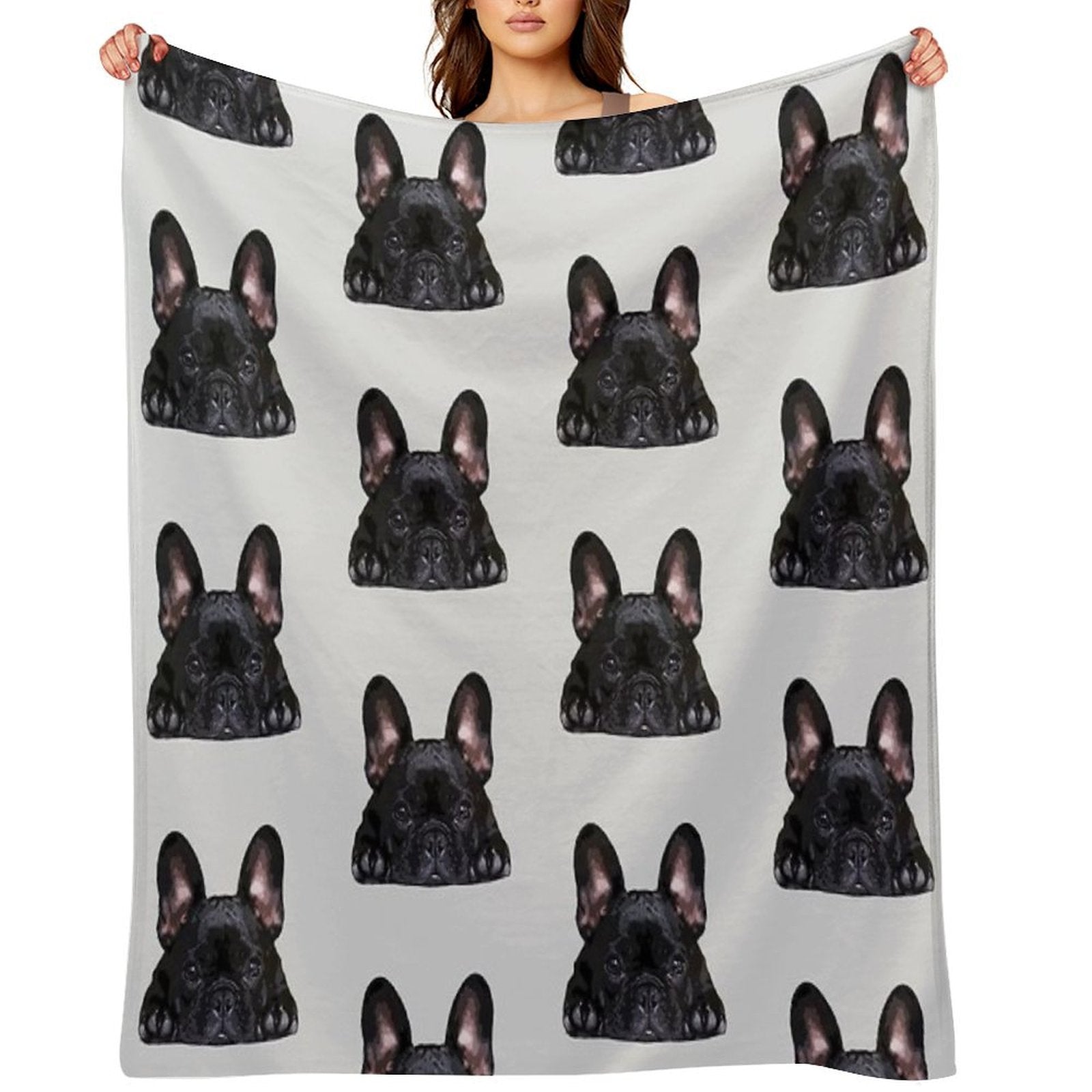 French Bulldog Black Puppy Dog Multi-functional Throw Blanket