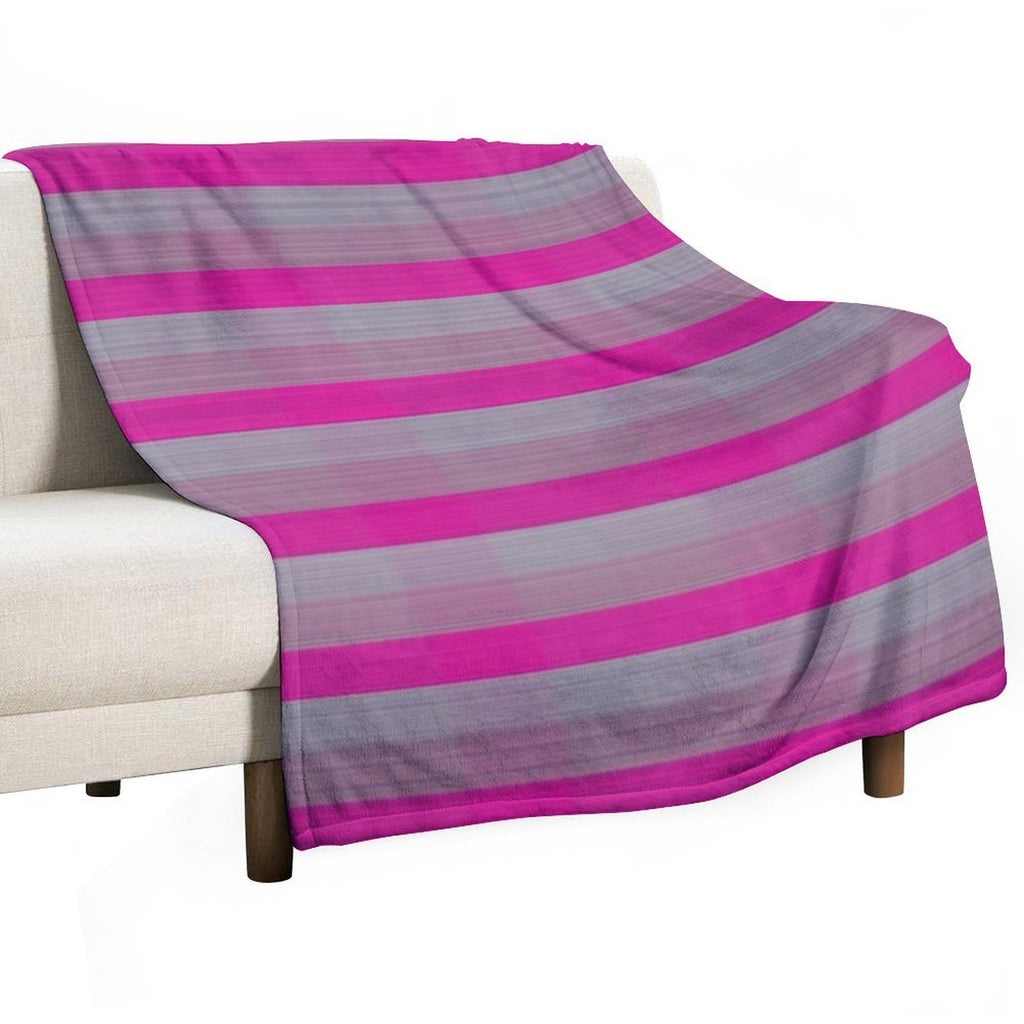 Bright Pink  Silver Fabric Lines Pattern Easy Care Throw Blanket