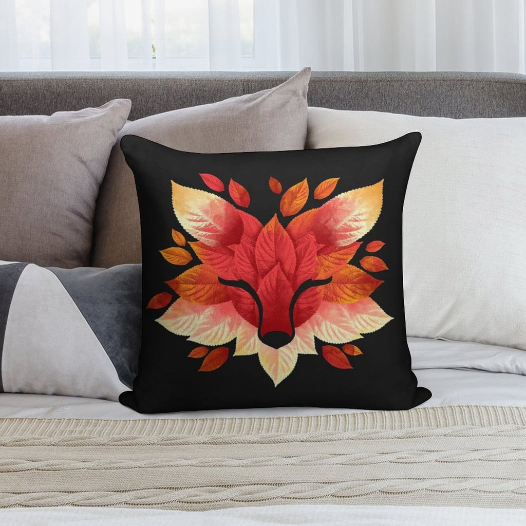 Fox of Leaves Soft Decorative Cover Throw Pillow