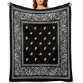 Bandana Black Velvety-soft Throw Blanket