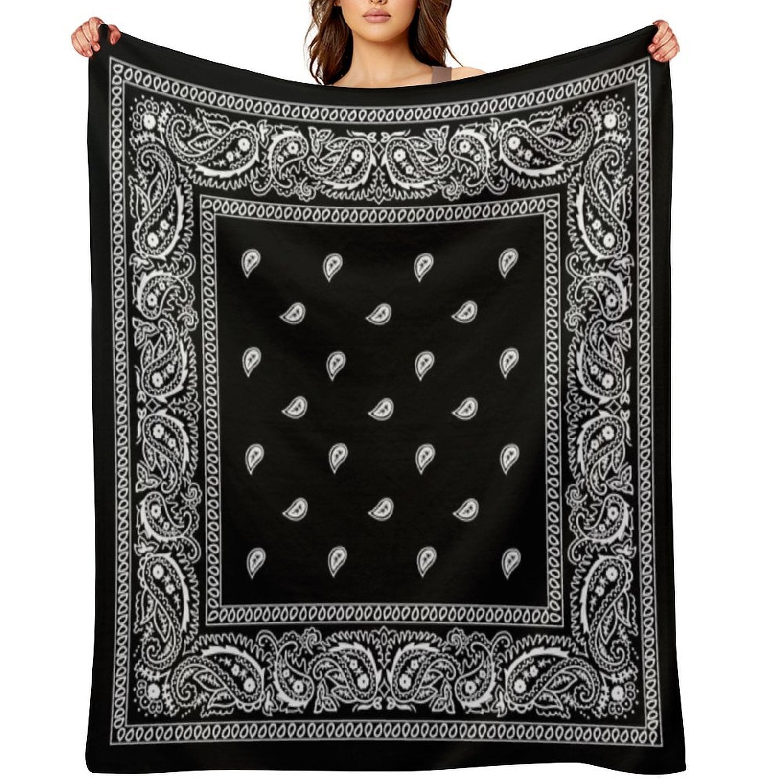 Bandana Black Velvety-soft Throw Blanket