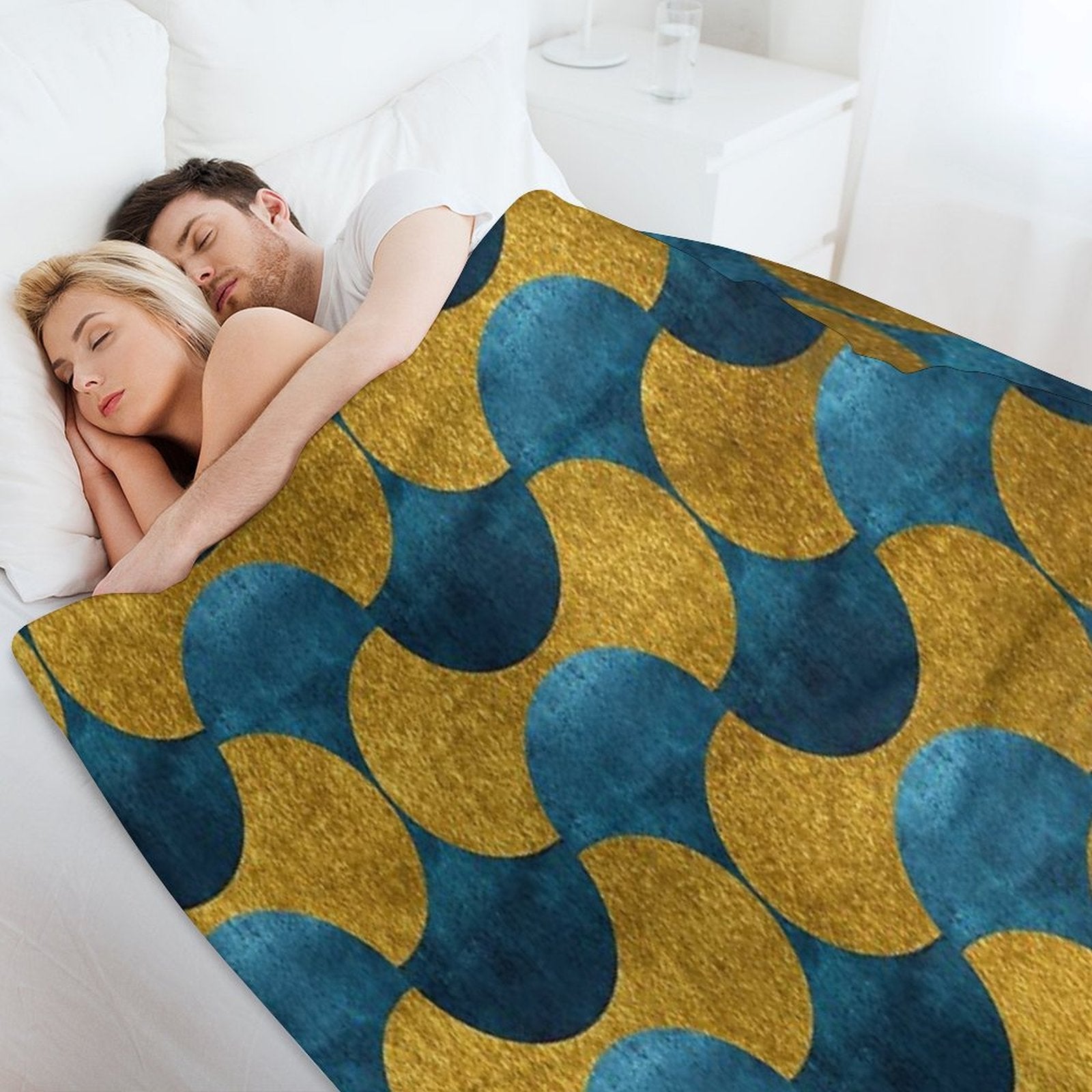 Dubai Nights Gold And Teal Pattern Sustainable Throw Blanket