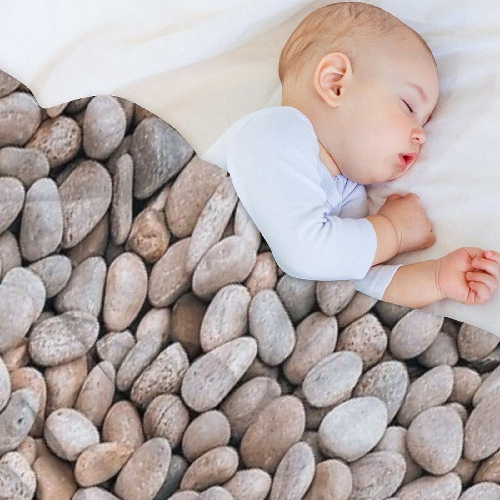 Cream Natural Pebbles Rocks Easy Care Throw Blanket