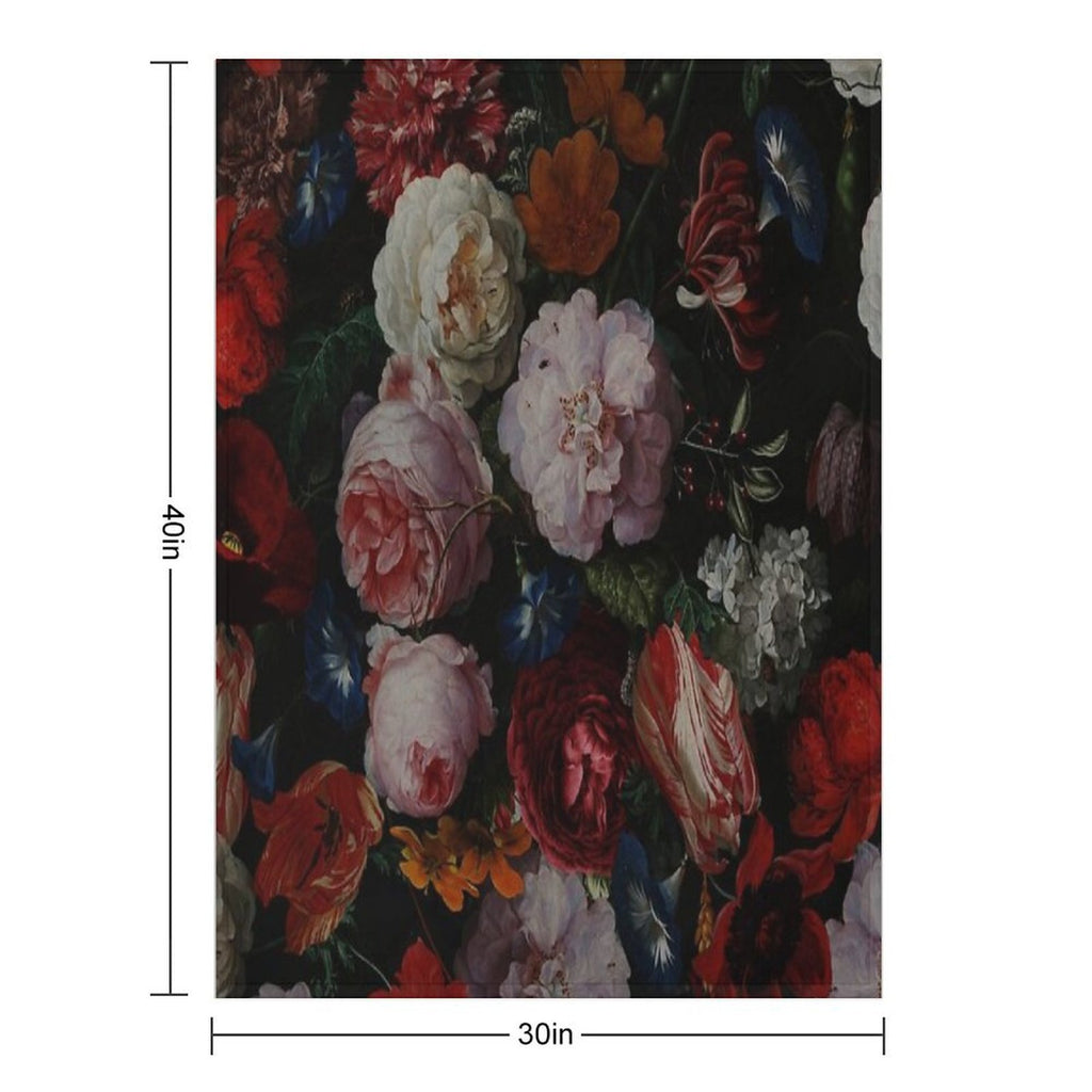 Dutch Midnight Garden I Botanical Night  Nightgarden Machine-washable Throw Blanket