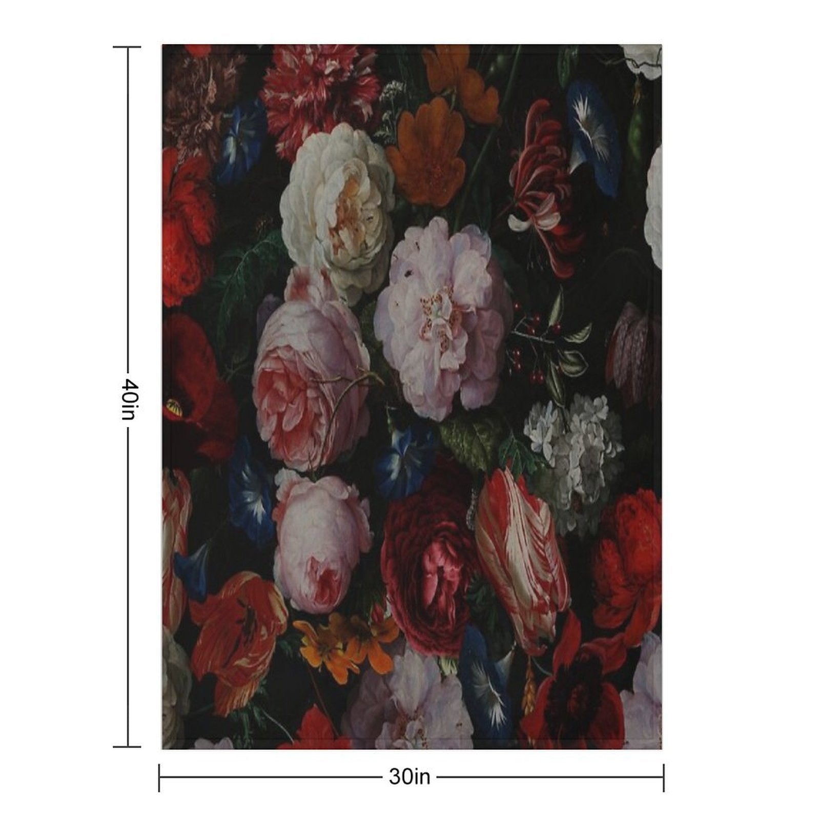 Dutch Midnight Garden I Botanical Night  Nightgarden Machine-washable Throw Blanket