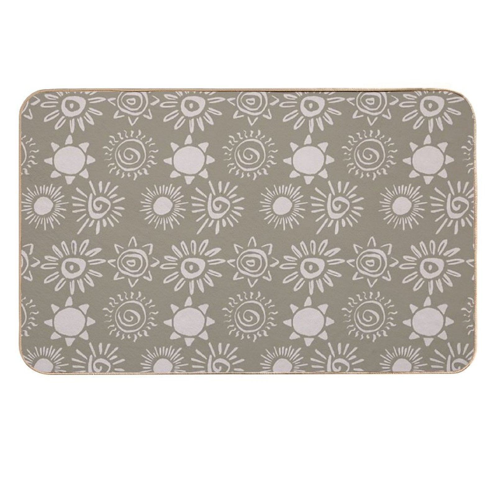 Magical Sun Bohemian Dreamy Aesthetic In Muted Colors Muted Green Durable Bath Mat