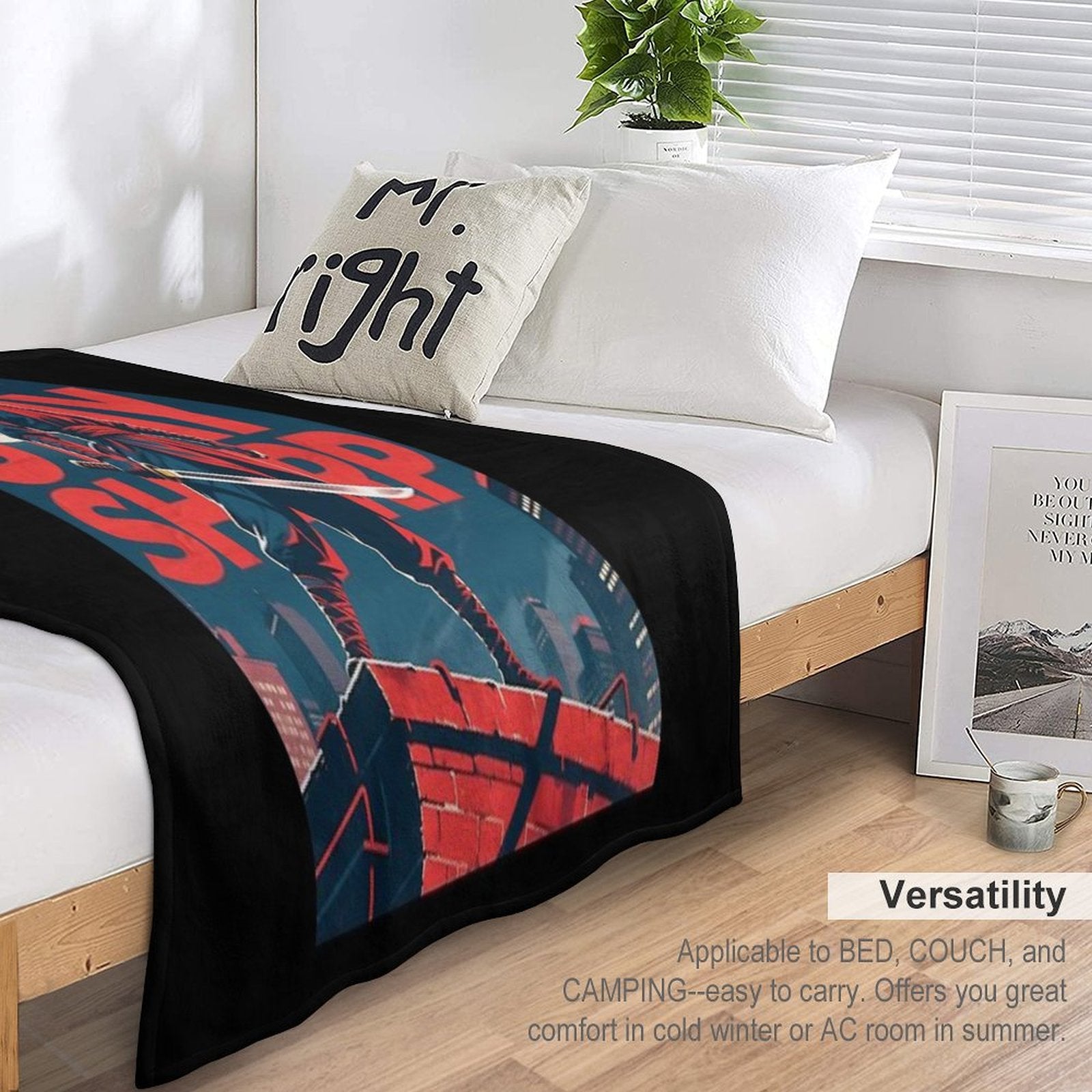 Stay Sharp – Retro Ninja in Hope-Style Urban Scene Anti-pilling Throw Blanket