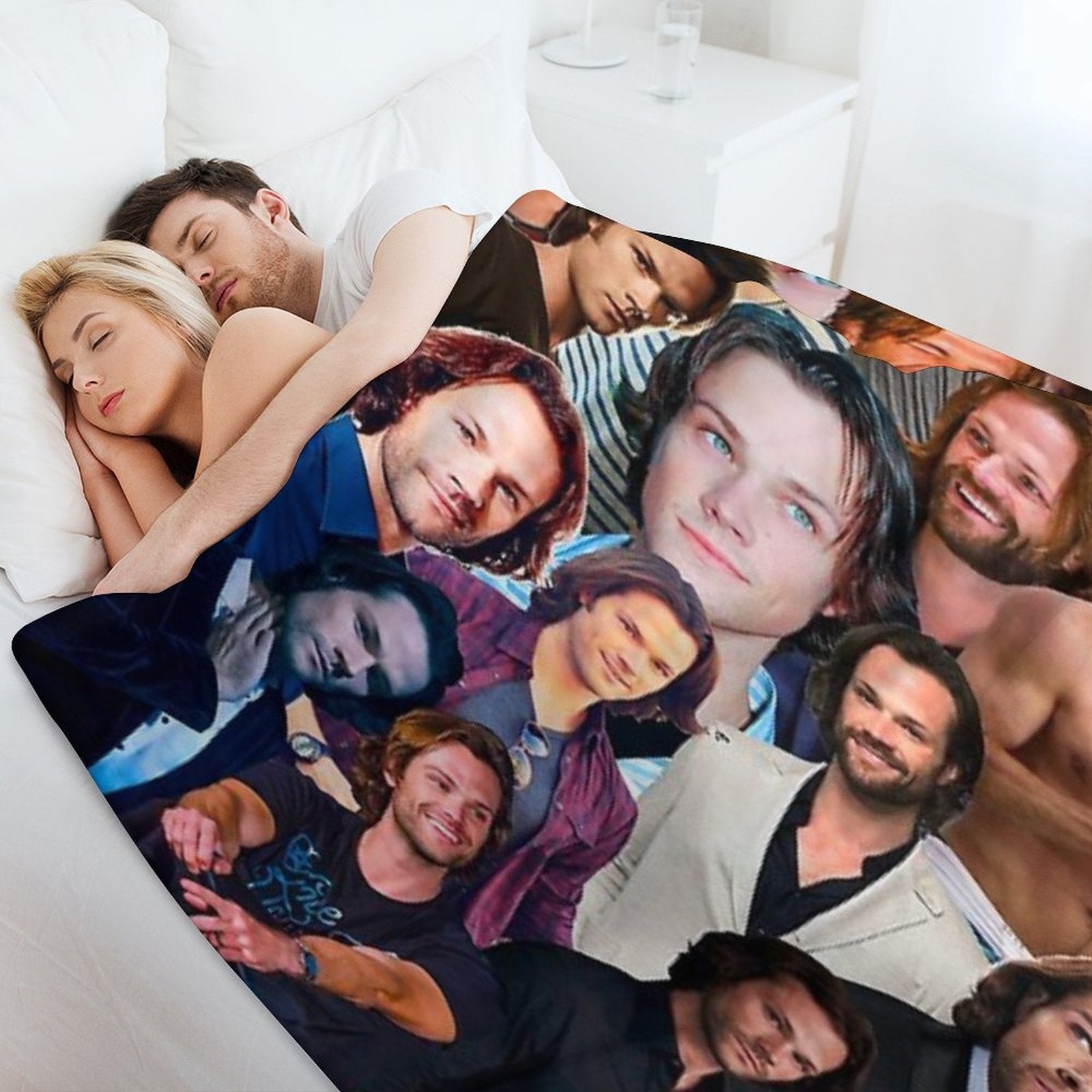 Jared Padalecki Photo Collage Sustainable Throw Blanket