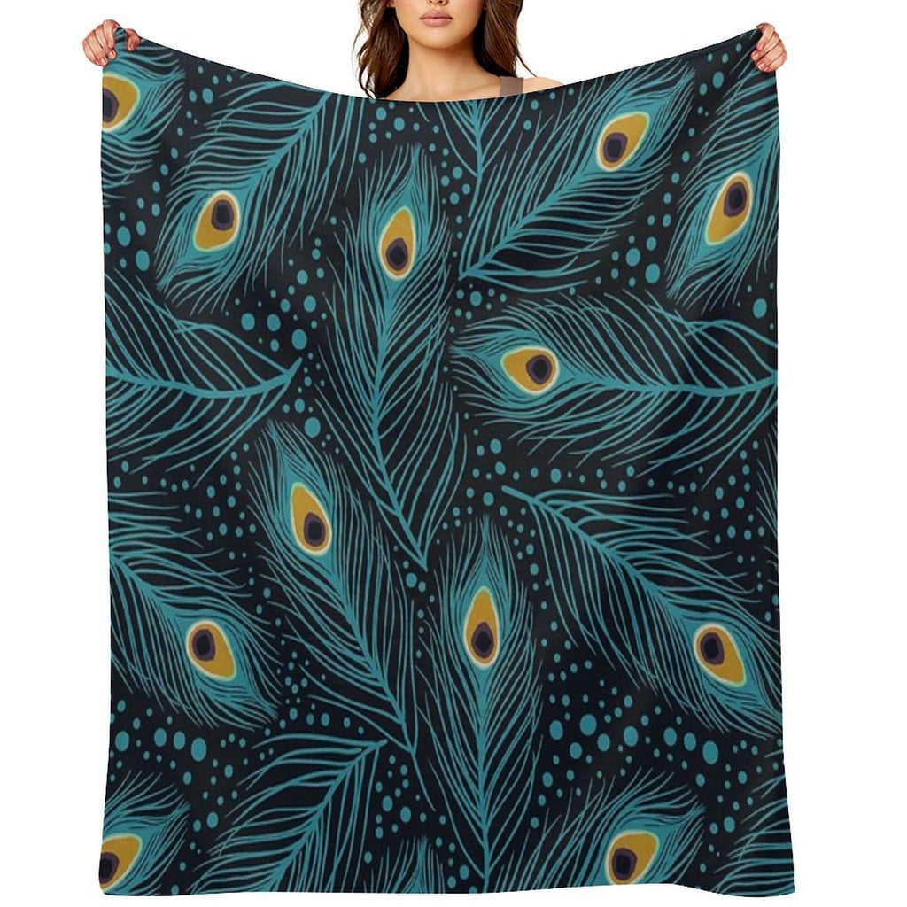 Feather Fantasy. Peacock Feathers Machine-washable Throw Blanket