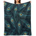 Feather Fantasy. Peacock Feathers Machine-washable Throw Blanket