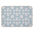 Mid Century Modern Flowers & Leaves, Cute Retro Pattern, Sky Blue  Easy Maintenance Bath Mat