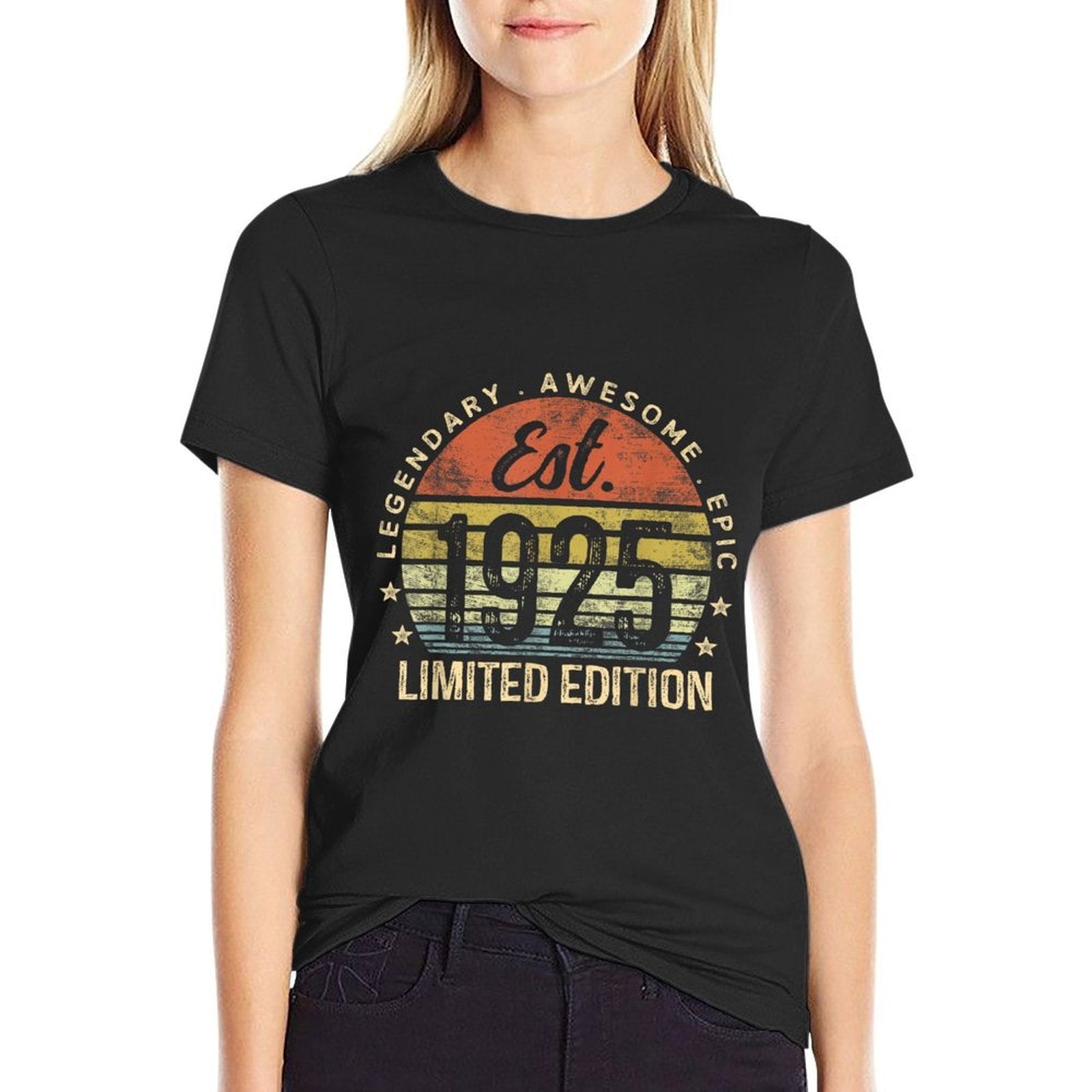 Est 1925 Limited Edition 100th Birthday Vintage 100 Year Old  Heathered Texture T-Shirt