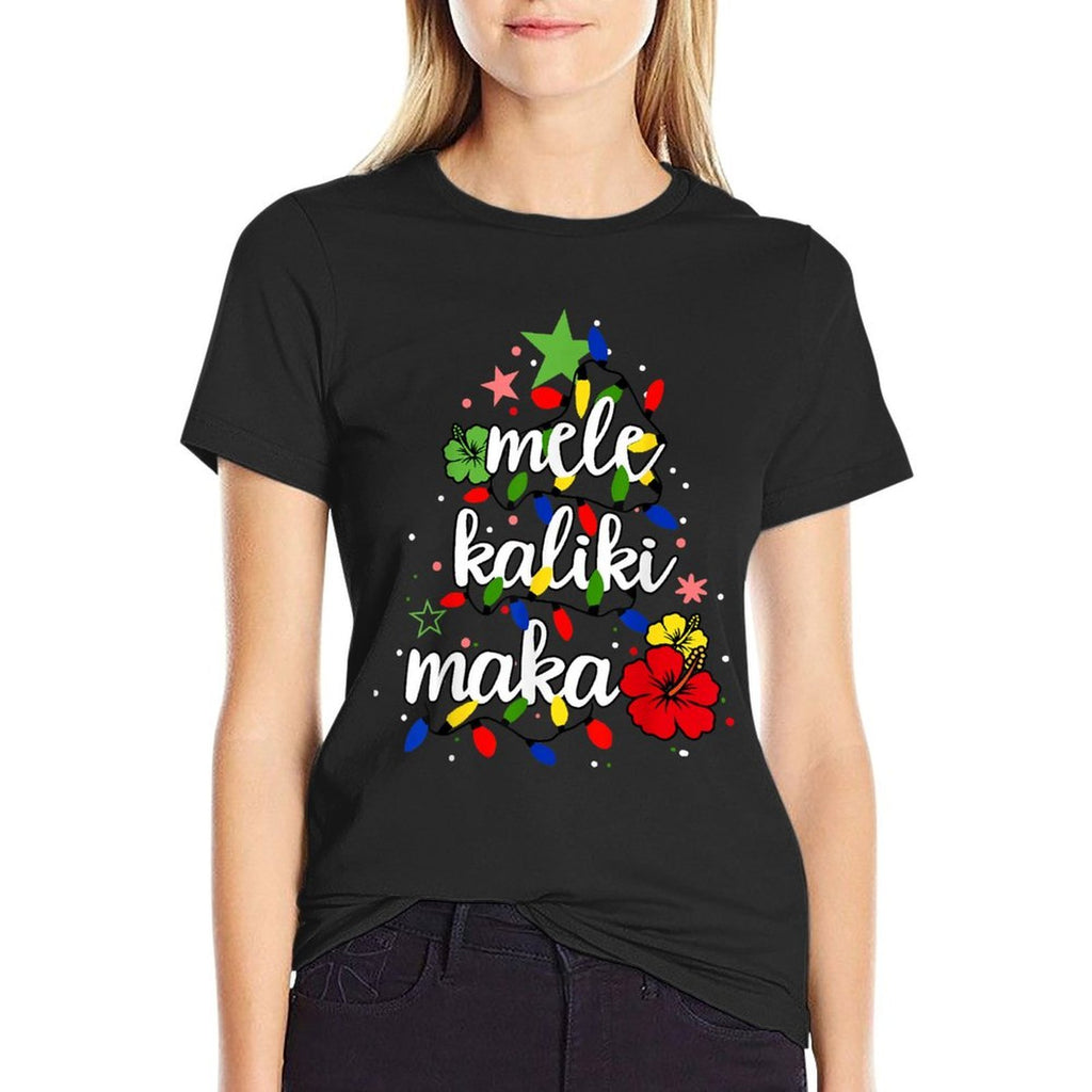Mele Kalikimaka Kids Toddler Christmas Tree Hawaiian  Summer-ready Fabric T-Shirt